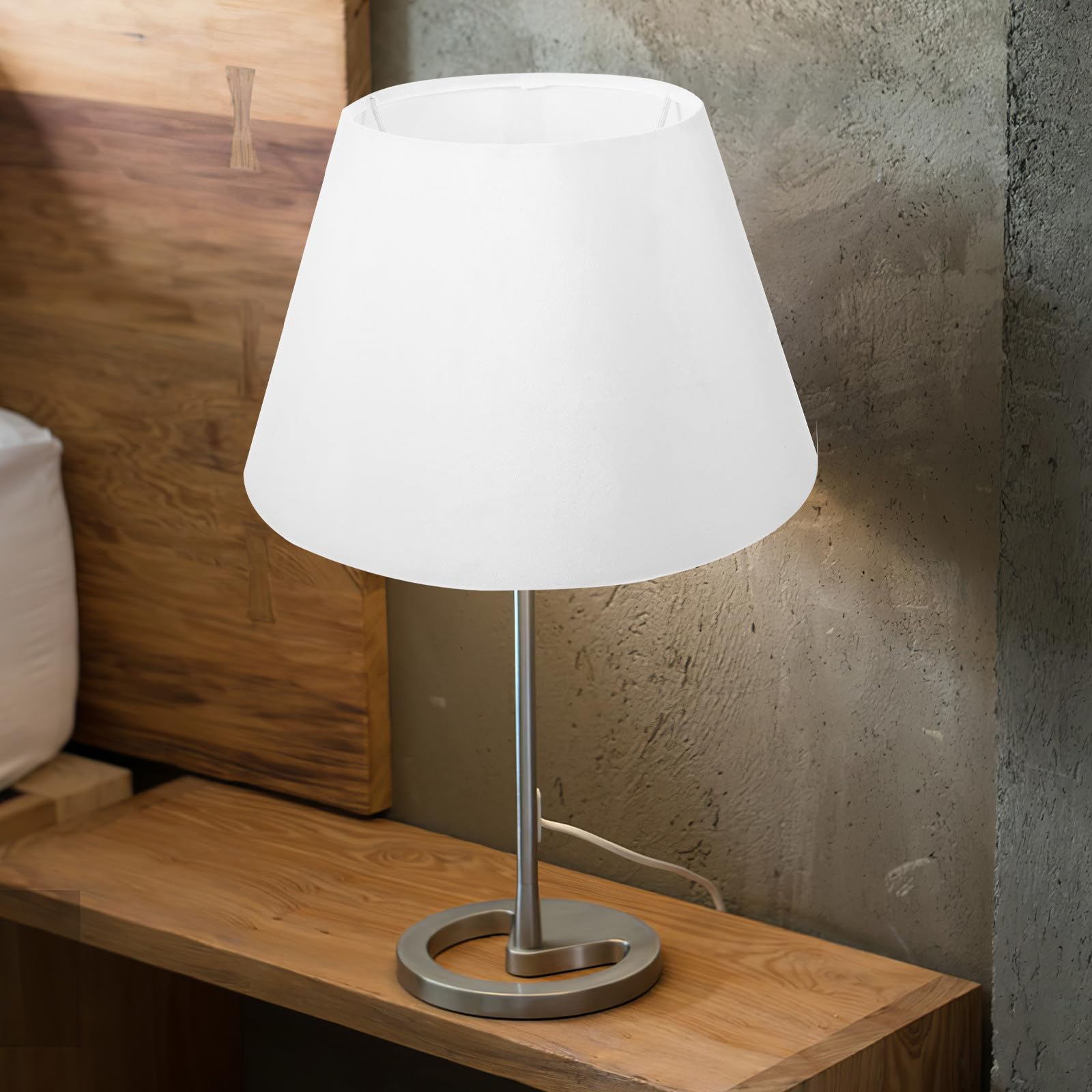 Pantalla de Lámpara para Escritorio y Salón Estilo Europeo, Material de Tela y Metal, Compatible E14 y E27, Resistente Acabado Delicado
