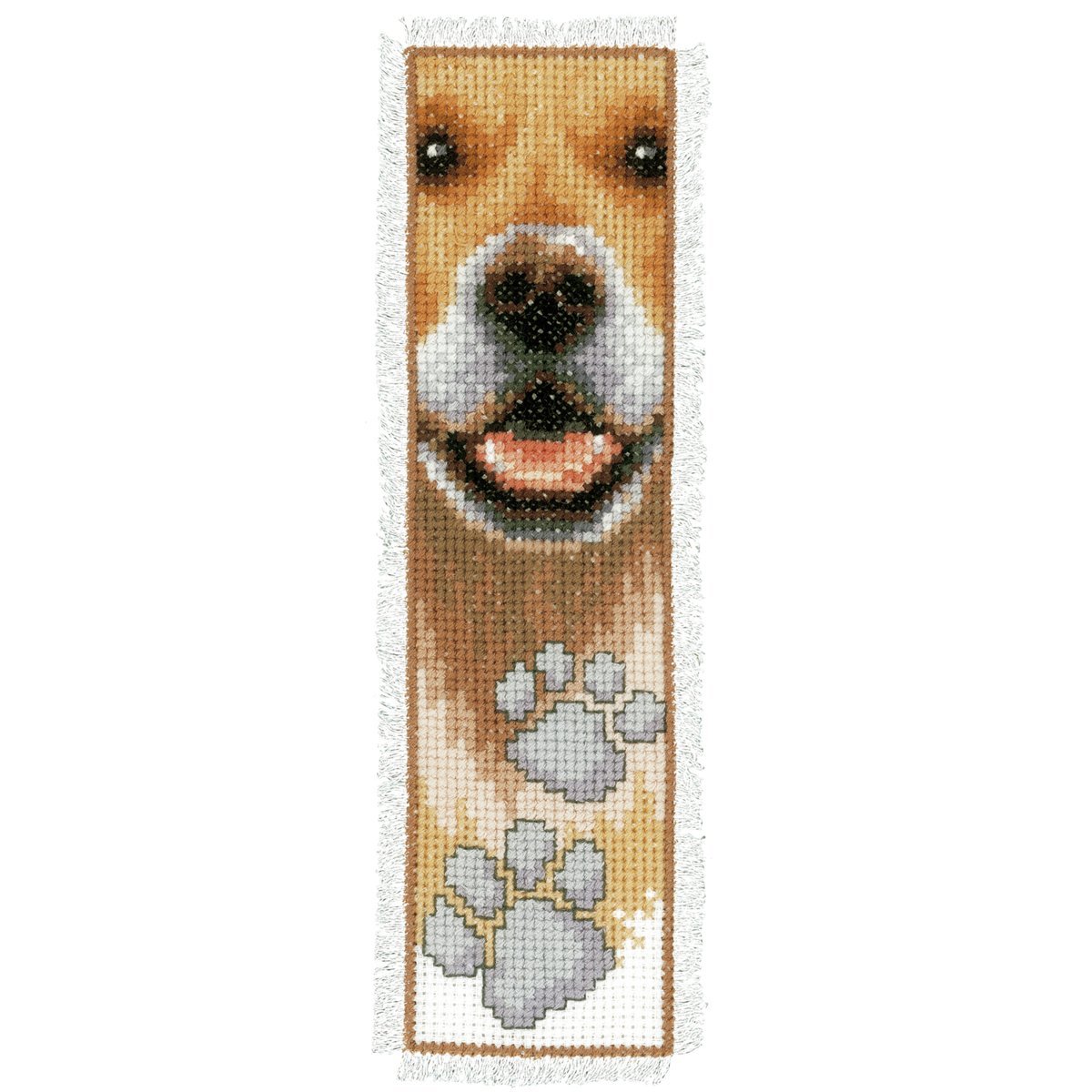 Vervaco White Counted Cross Stitch Kit: Bookmark: Dog Footprint