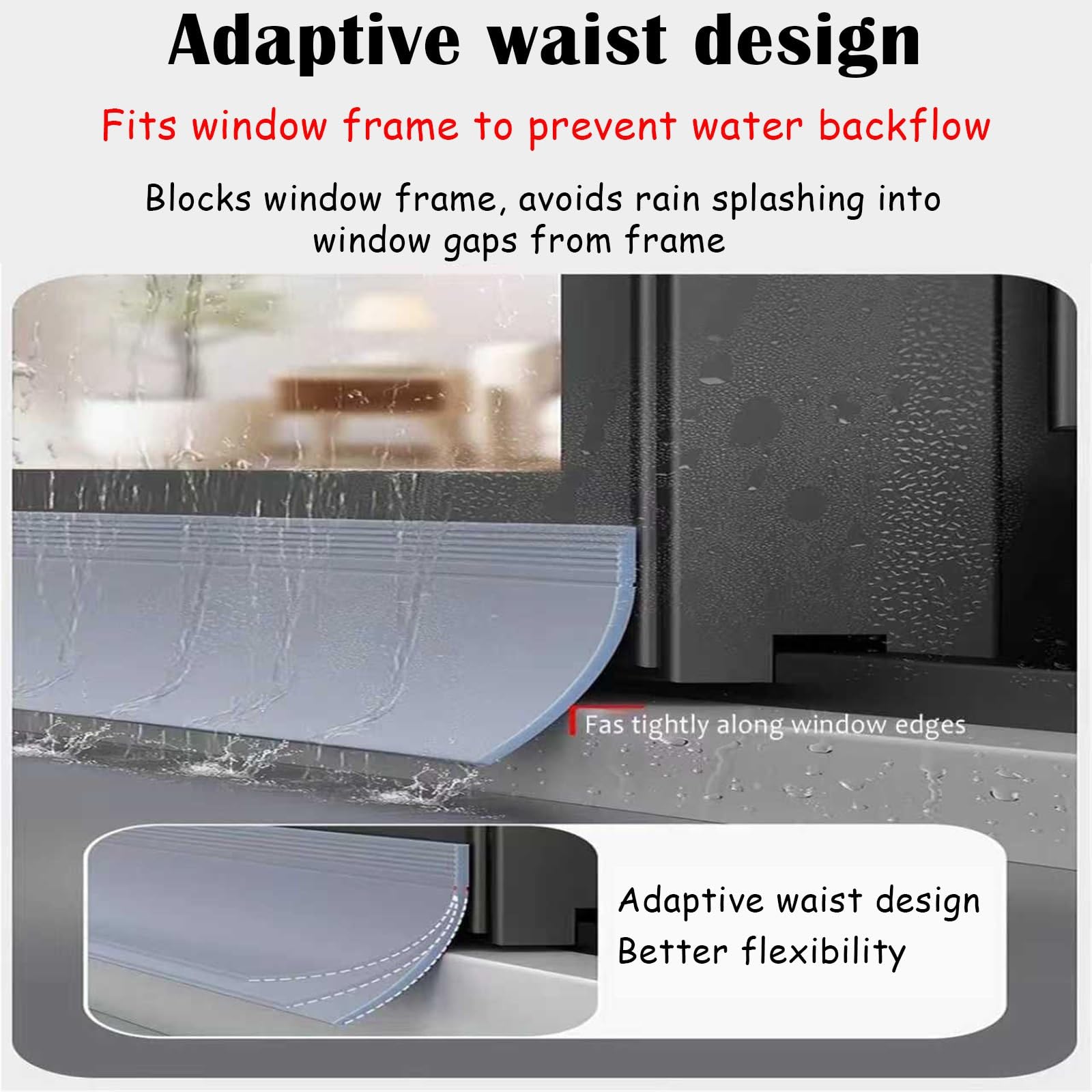 Tapón de lluvia for ventana TPE | Protector contra la lluvia autoadhesivo de varios tamaños: Deflector de ventana resistente a la intemperie for balcón