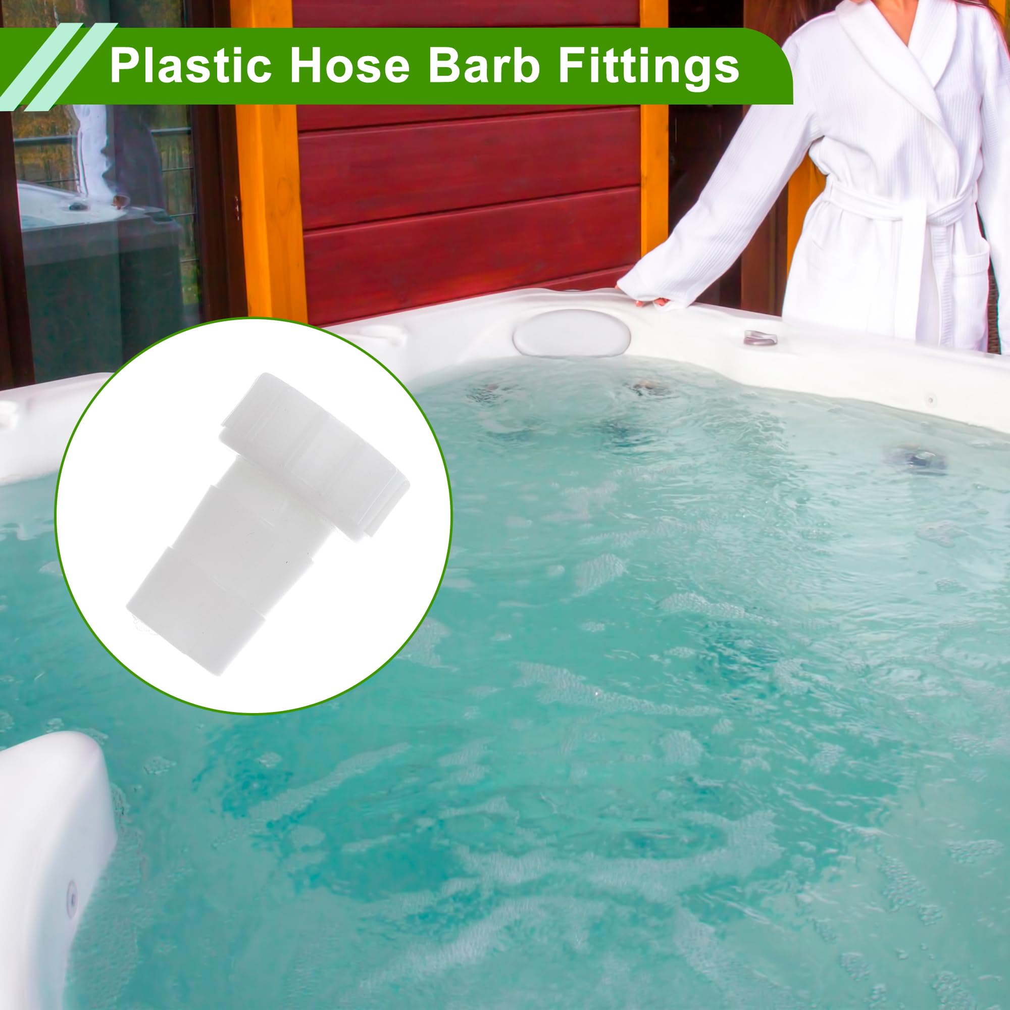 HOPESPANNER Plastic Hose Barb Fitting 5/8" Hose ID G1/2" Thread Female Barb Fitting Plastic 4 Pcs, White, 5/8"-G1/2" - Image 3