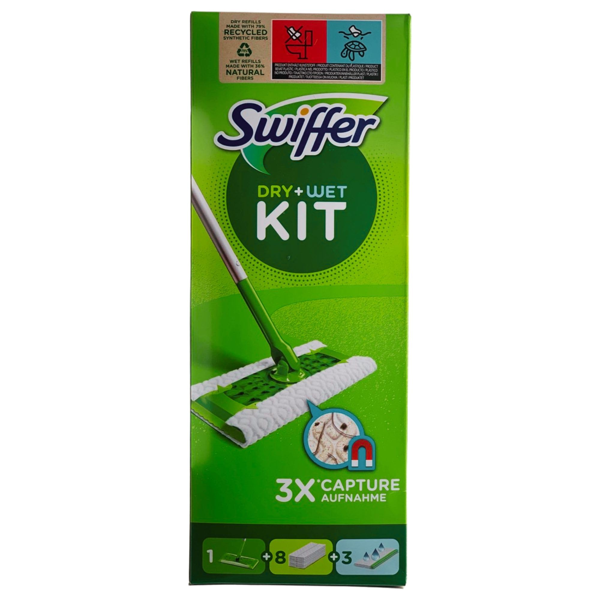 SET PER PAVIMENTI: Lavapavimenti, 1 Scopa E 8 Panni Microfibra Catturapolvere Dry E 3 Panni Wet + Mega Pack Panni Cattura Polvere, 64 panni + Panno In Lattice SOFT (1 Kit+3xConf.Da 64 Panni+PannoL)