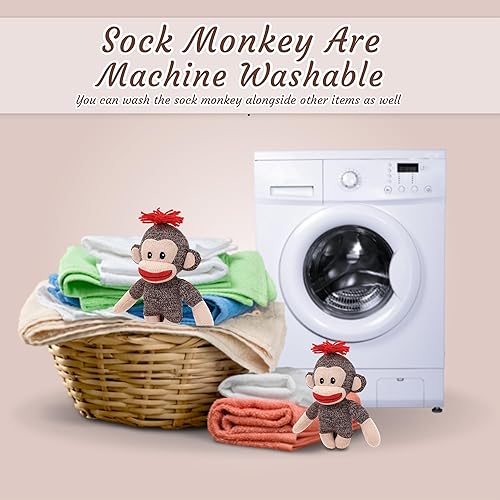 Miniatura 7 de Plushland Adorable mono calcetín, el original juguete de peluche tradicional tejido a mano, regalo para niños, bebés, adolescentes, niñas y niños,