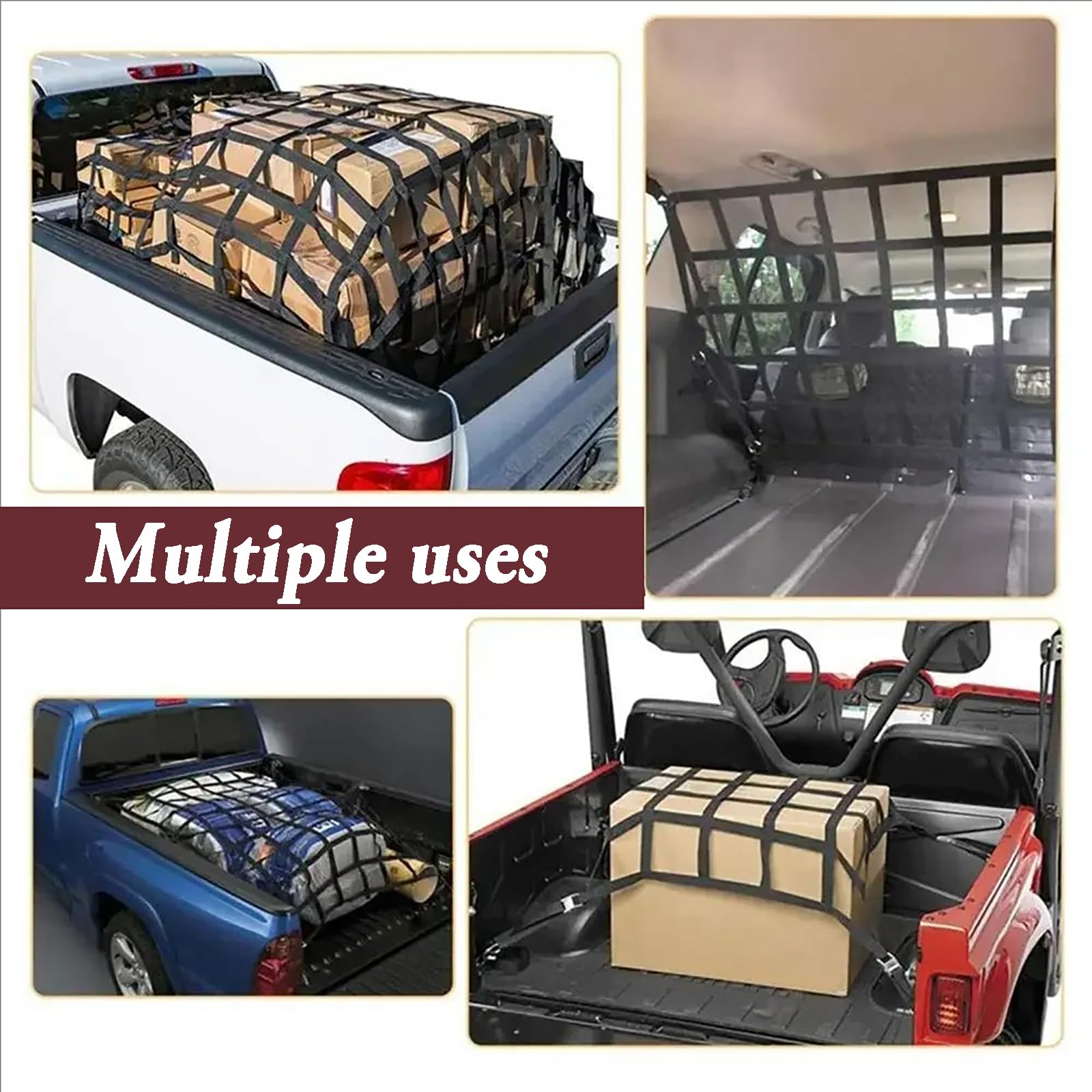 Red De Carga Pesada,208x127cm,Resistente a Las Grietas,4 Correas,Adecuado para Camiones,Remolques,Camionetas,SUV,Etc.,Negro