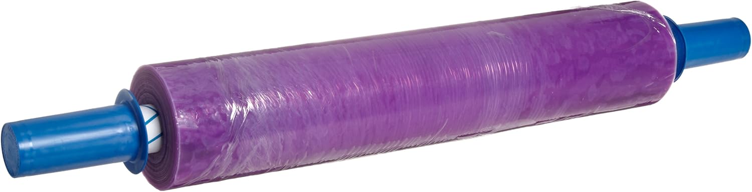 BN200800 Linear Low Density Polyethylene Purple Tint Blown Hand Stretch Wrap with Built-in Dispenser and Hand Brakes, 800' Length x 20 Width x 120 Gauge Thick (Case of 4)