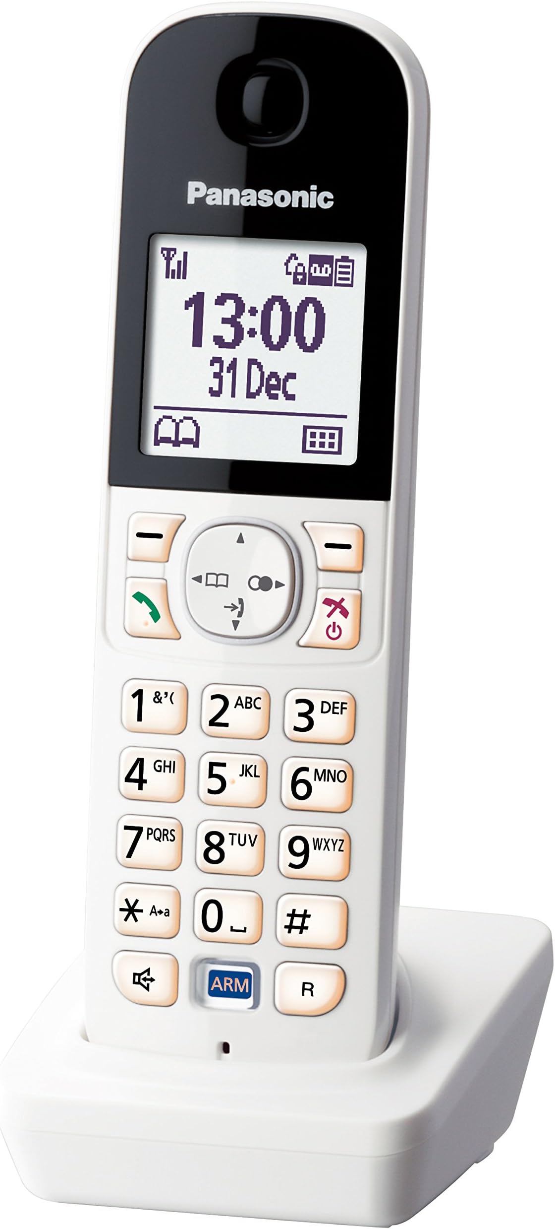 Panasonic Smart Home KX-HNH100EW Digital Cordless Handset, arm and Disarm Function for Your Smart Home System, Spoken Notifications, landline Calls and alerts, White