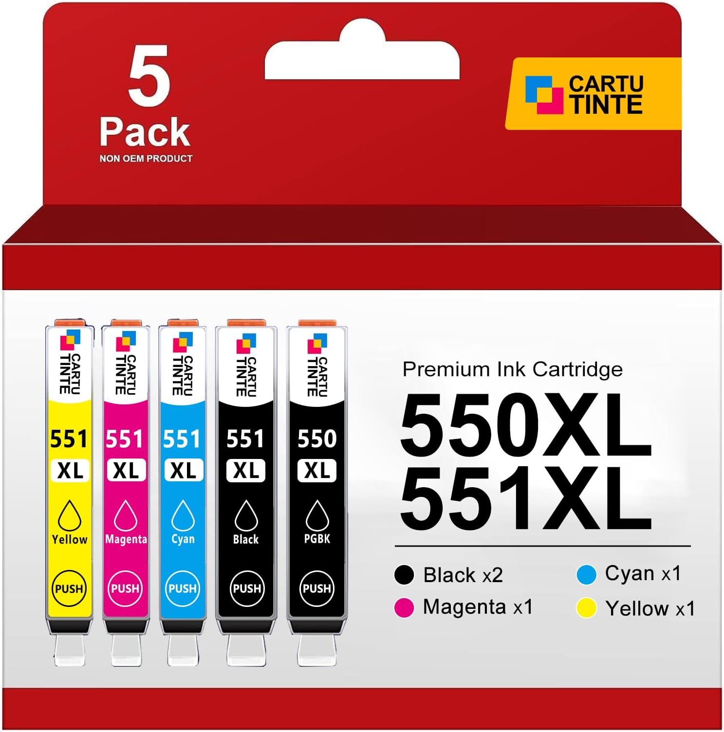 Lot De 20 Cartouches D'Encre Compatibles Canon PGI-550 CLI-551 - Multicolore - Jet D'Encre