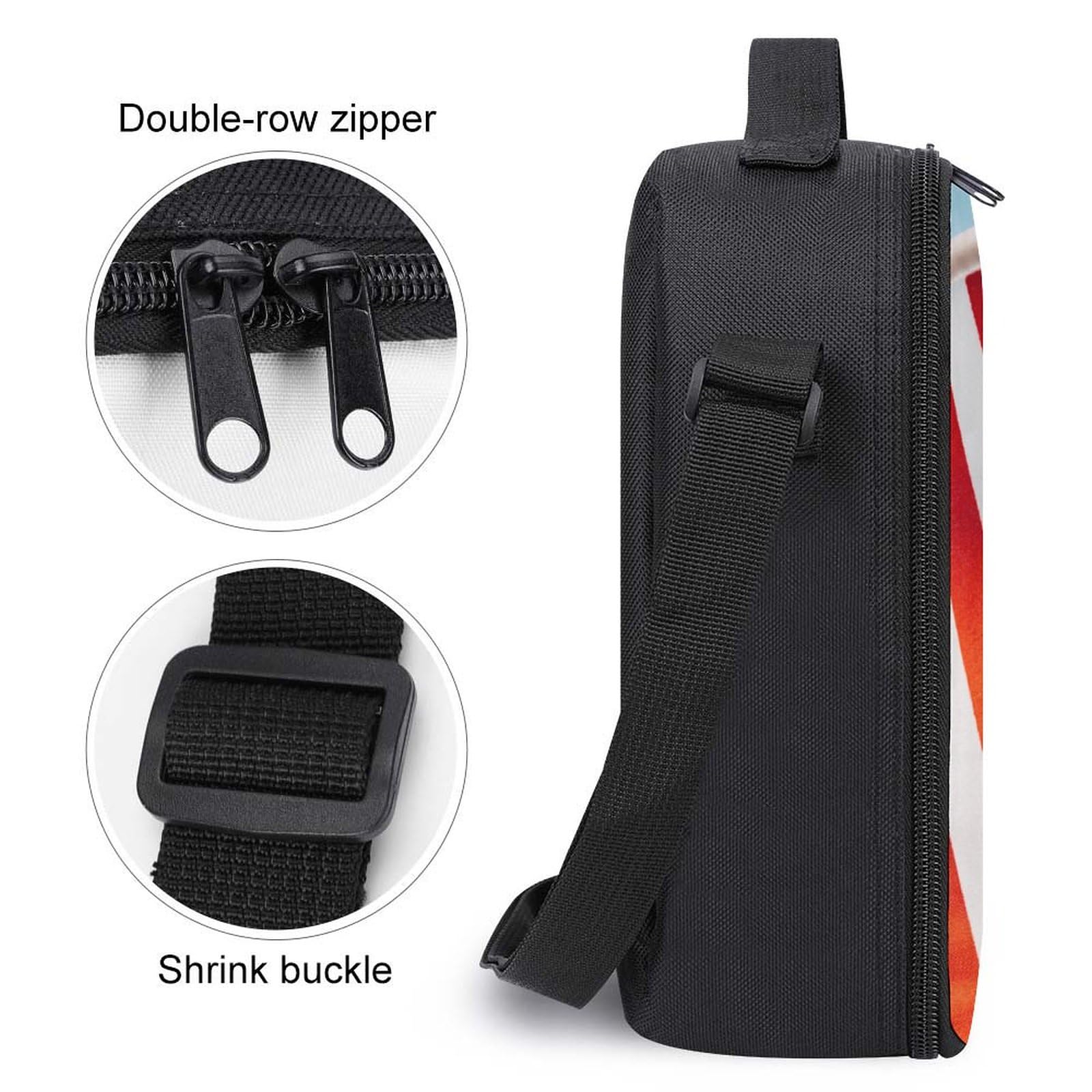 HJLUUFT Sac à Déjeuner Portable Motif Drapeau Américain Feu D