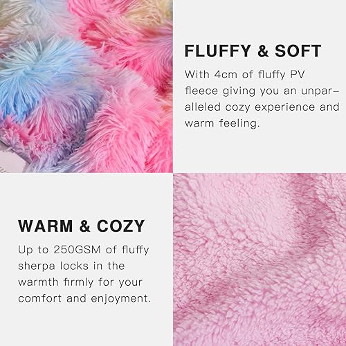 Miniatura 4 de KANKAEU Manta Sherpa tamaño individual, manta cálida y gruesa de 530 GSM, manta de piel sintética mullida, reversible, esponjosa, acogedora manta de