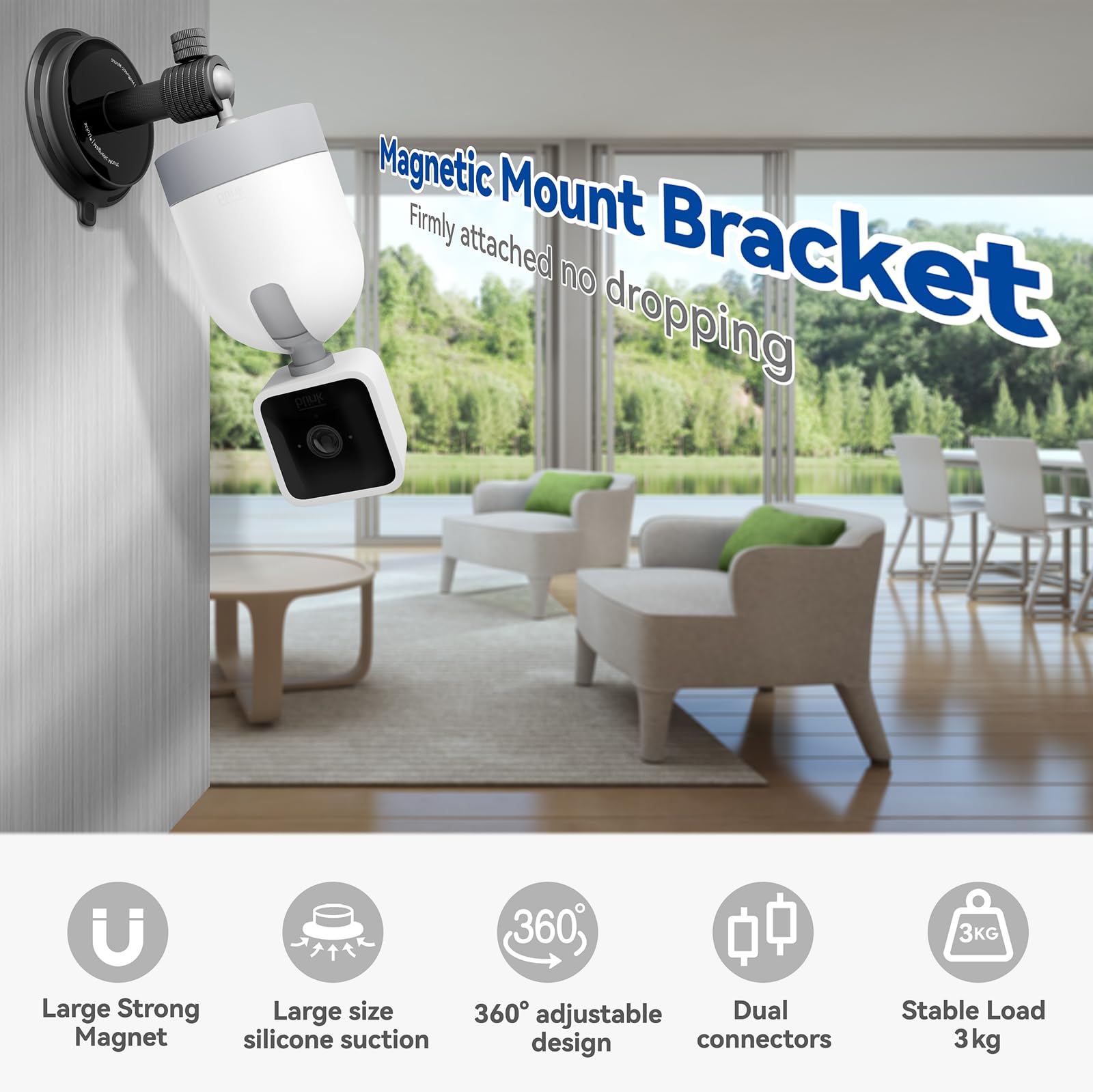 sciuU Magnetic Camera Mount, Drill-Free Base compatible with TP-Link, Blink, Wyze, eufy, Action Cameras - Image 2