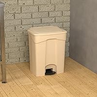 Vista 4 de Bote de basura rectangular beige de 72 cuartos de galón/18 galones, eliminación manos libres, cubo de basura con pedal de pie