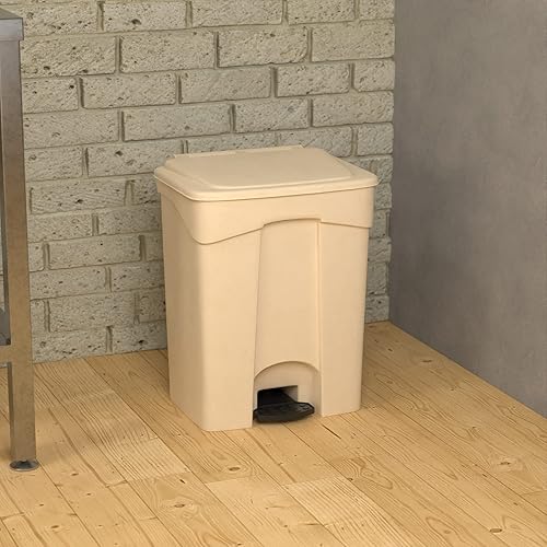 Miniatura 4 de Bote de basura rectangular beige de 72 cuartos de galón18 galones, eliminación manos libres, cubo de basura con pedal de pie