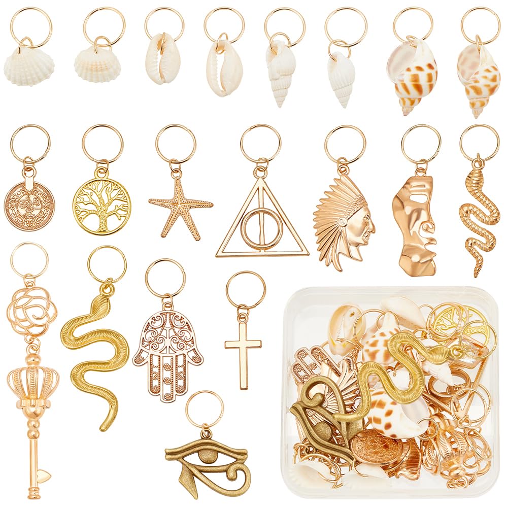Bijoux de cheveux fins pour dreadlocks : pendentifs coquillage et conque aux détails vintage
