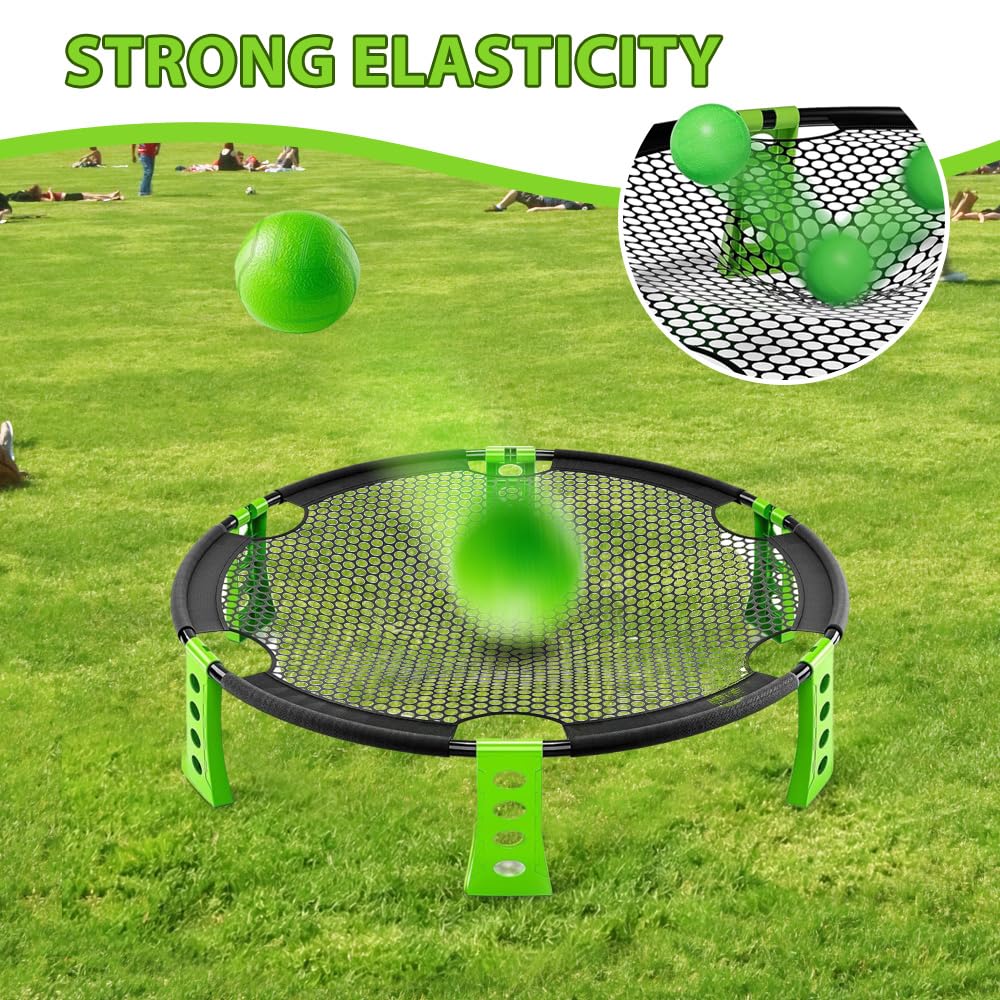 Roundnet Set, Outdoor Roundnet Spieleset mit 2 Bällen, Pumpe, Kordelzugbeutel, Round-net Set Team Games, Gartenspiele für Strand, Rasen, Hof und Park