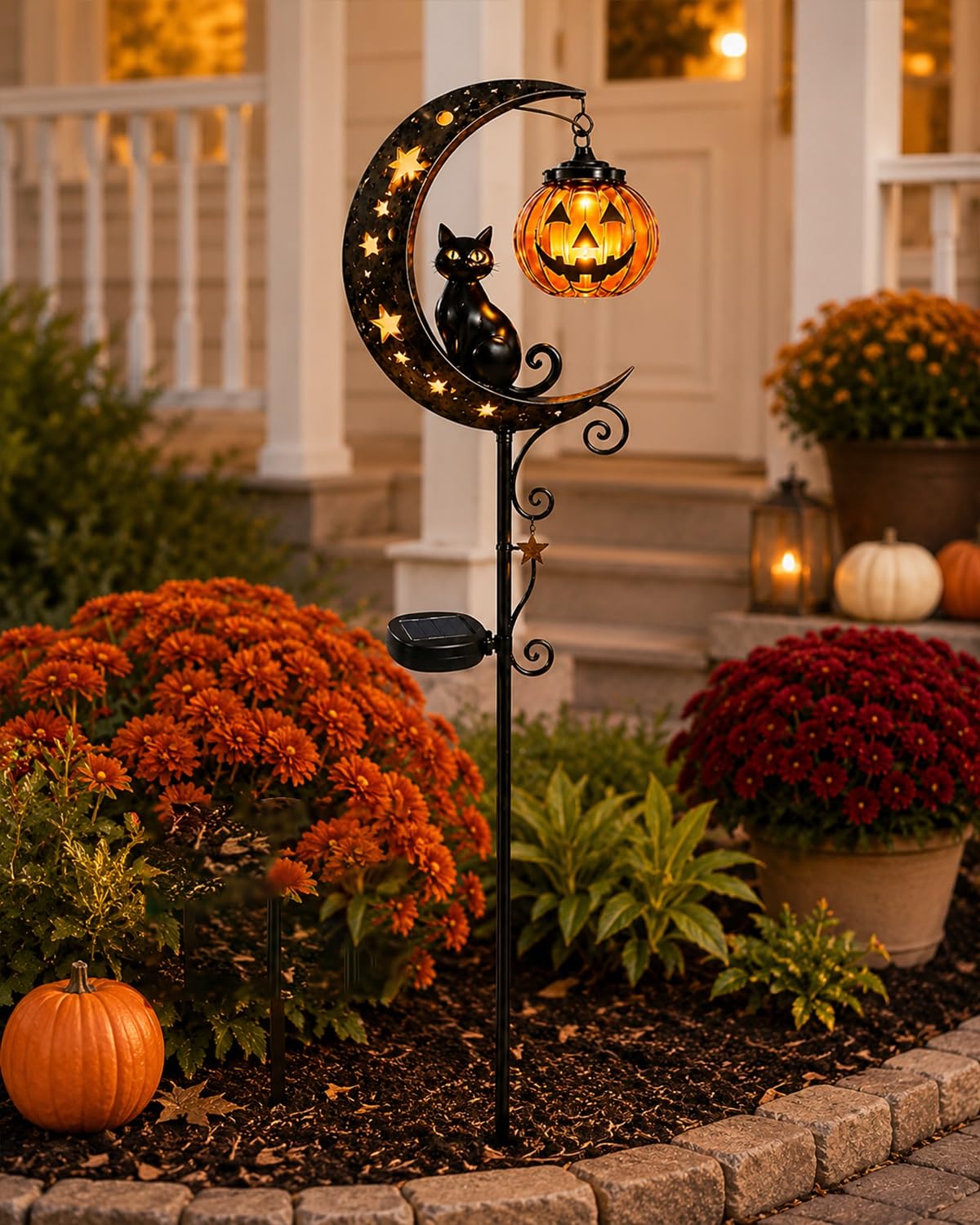 Explcior Solar Halloween Black Cat Pumpkin Moon Garden Stake Light