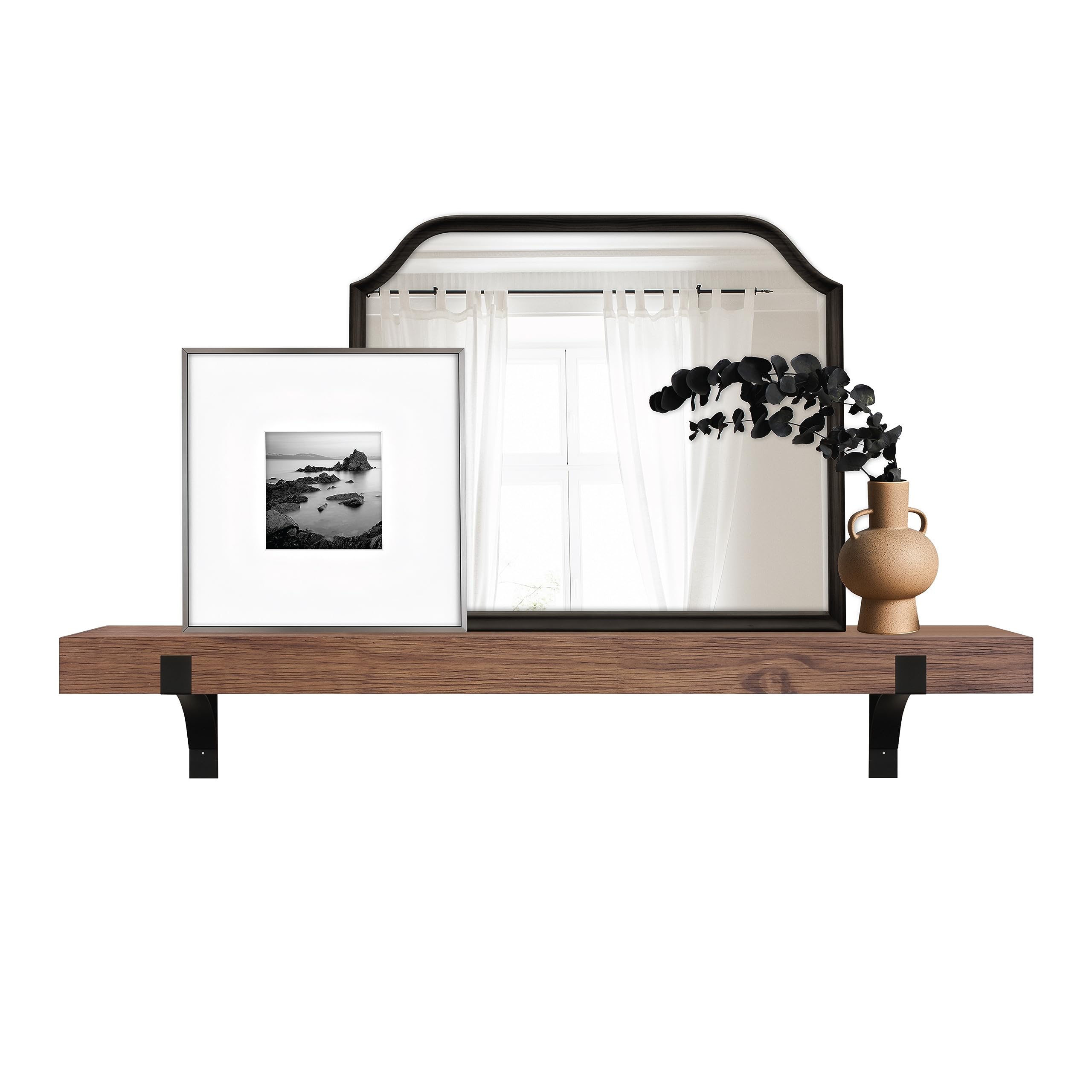 MCS Master &amp; Co Modern Mantel, 60", Walnut Woodgrain, Floating Shelf