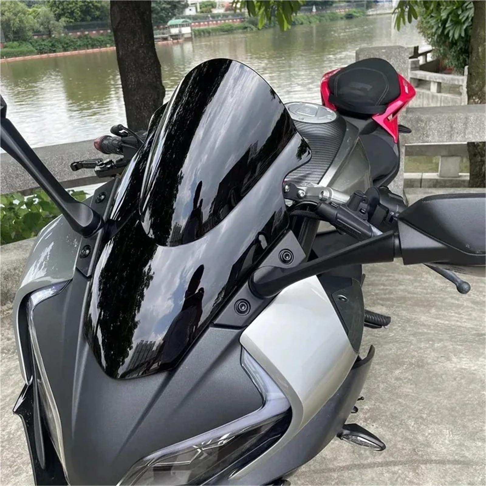 Dla CFMOTO Dla 250SR Dla 300SR Dla MY23 2023 Owiewka Motocyklowa Deflektor Wiatru Przednia Szyba Skutera Akcesoria Ochronne Szyba przednia motocyklowa(Black)