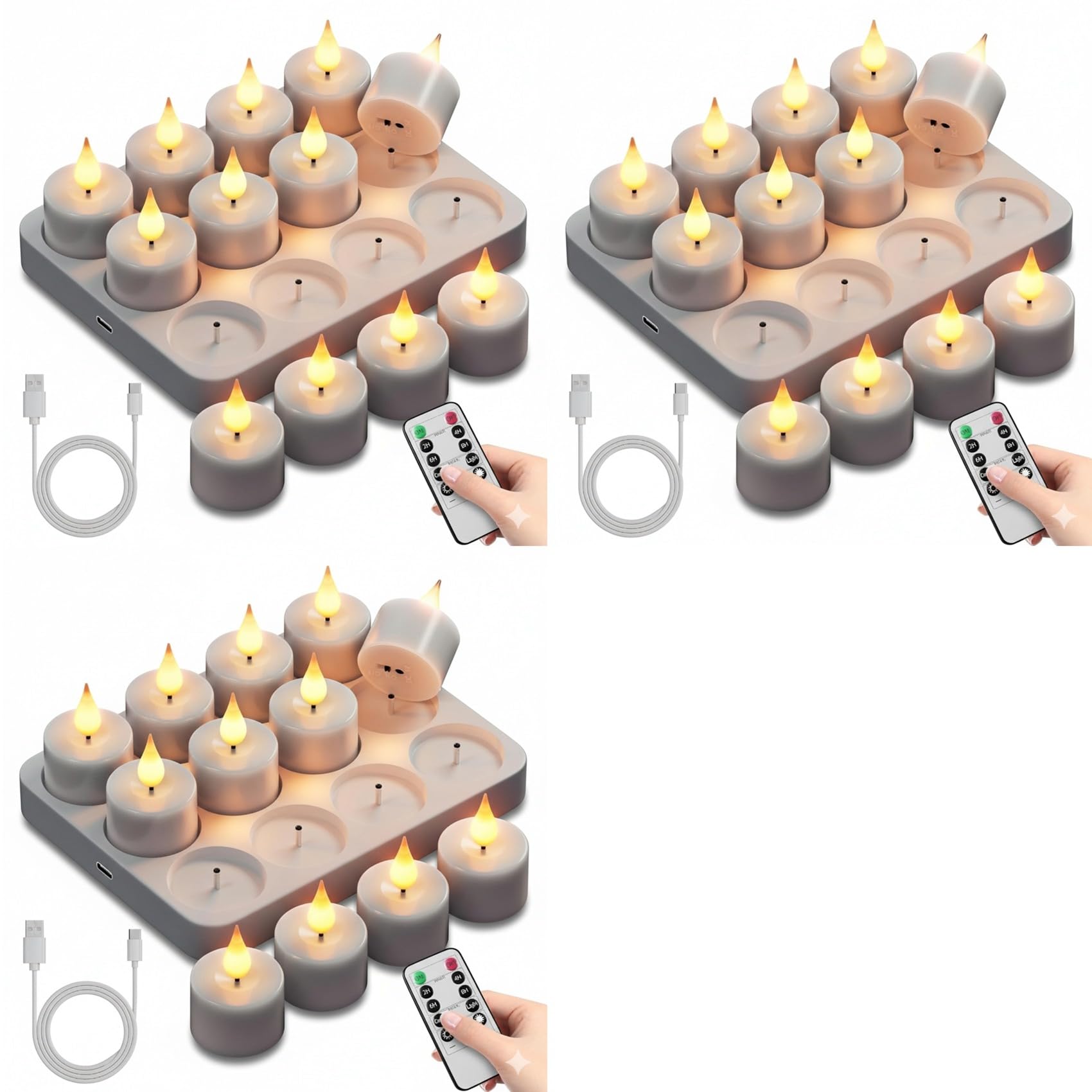 Hndhbfgrt Rechargeable Flameless Tea Lights Candles:36Pc Battery Operated Tea Light Candles,LED Flickering Votive Tealight Candles