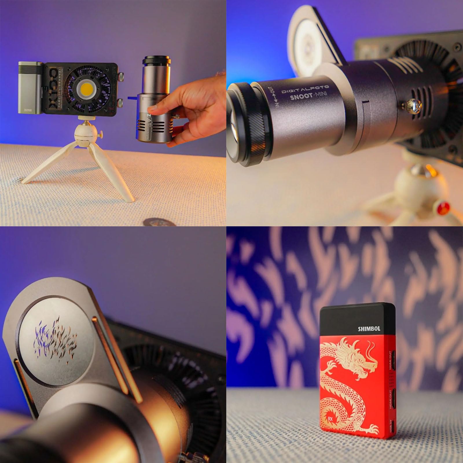 DF DIGITALFOTO Mini Snoot Ottico, Mini Attacco di Proiezione Snoot con Supporto Zhiyun/Smallrig,19 Gobo, Telaio Magnetico Gobo,Compatibile con ZHIYUN CINEPEER CX100, SmallRig RC60B, COLBOR Wonder W100