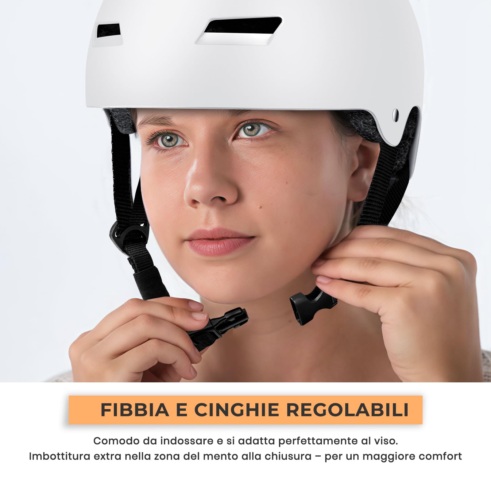 LeapBeast Casco Bici da Uomo/Donna, Regolabile Misura Caschi da Adolescenti, Cascos da Skateboard, Casco da Elettrico Bicicletta, Cascos da Elettrico Skateboard (Bianco, L)