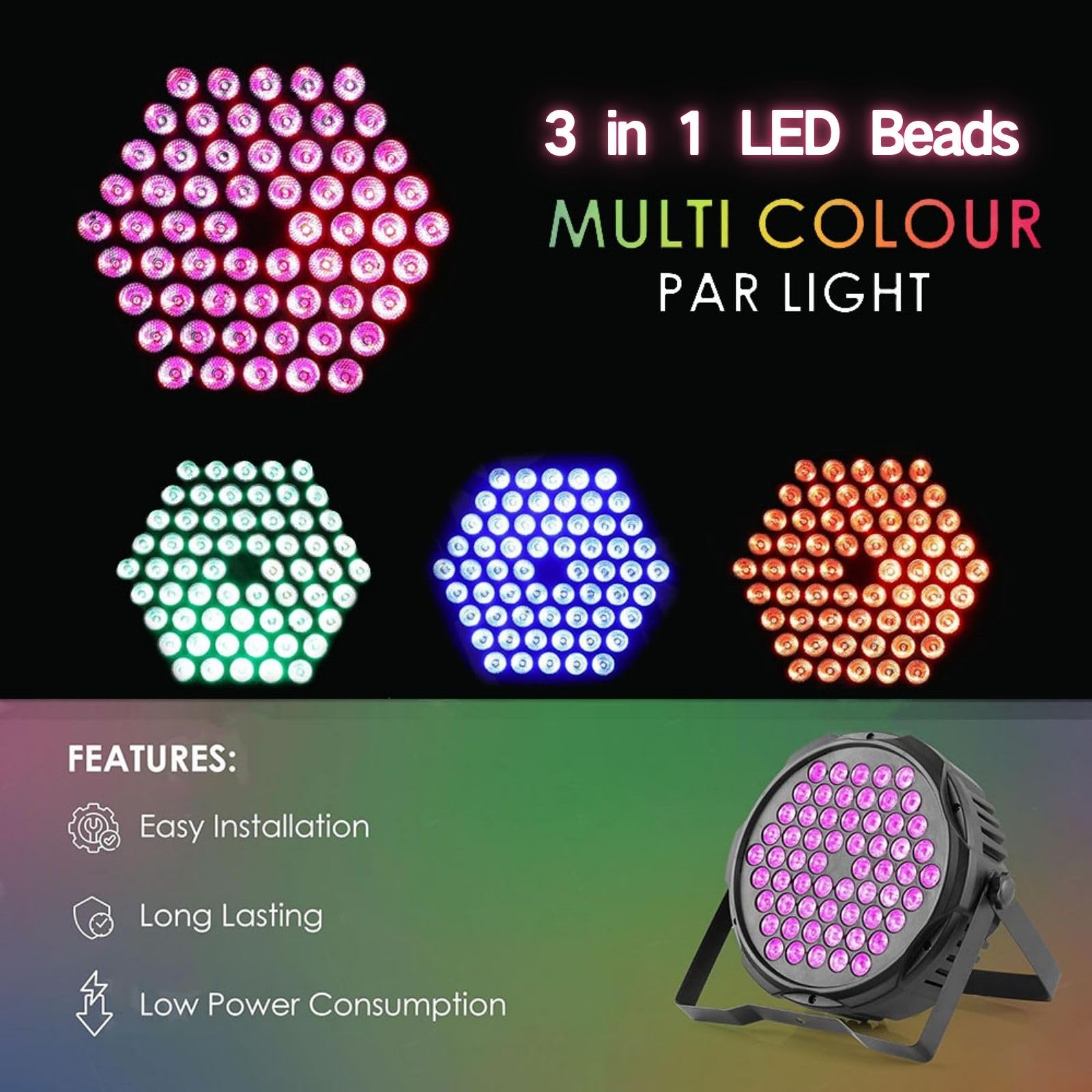 Luci da palcoscenico a 60 LED DJ Par Lights 90 W RGB che cambiano colore – Telecomando attivato dal suono e controllo DMX Uplights per eventi, chiesa, teatro, matrimoni, casa, feste, spettacoli