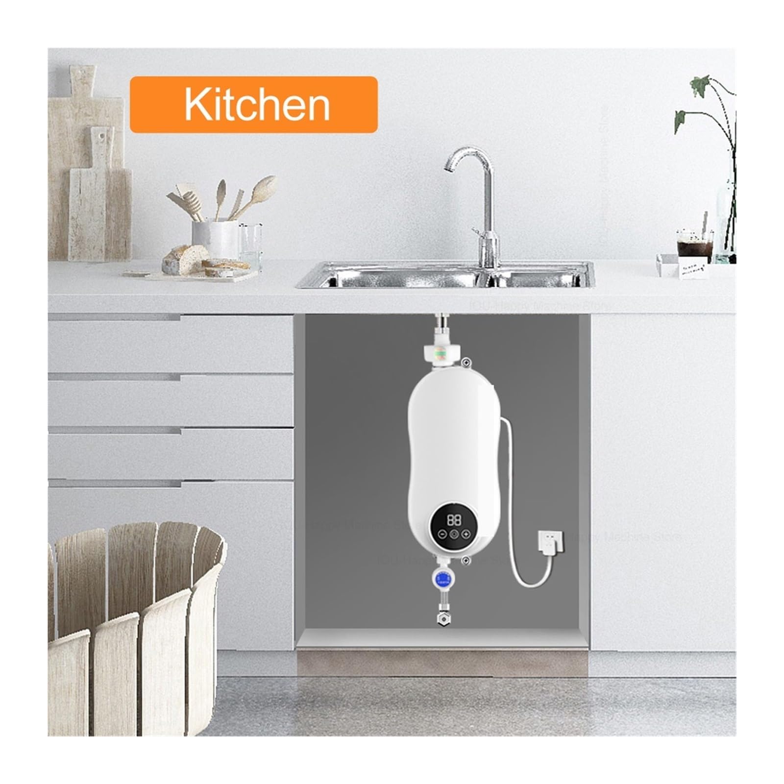 Scaldabagno istantaneo, Scaldabagno Istantaneo 4500W Elettrico Senza Serbatoio Doccia Bagno Cucina Rubinetto Riscaldatore