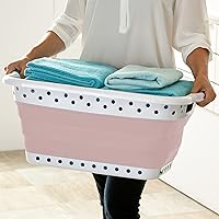 Vista 3 de Pop & Load Collapse and Store - Cesta plegable de plástico para la ropa, grande, 1 cesta de lavandería desplegable con 2 asas de agarre cómodo, 10.5