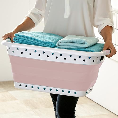 Miniatura 3 de Pop & Load Collapse & Store 1 cesta grande de plástico plegable de 25 pulgadas, cesta de almacenamiento y organización portátil que ahorra espacio,