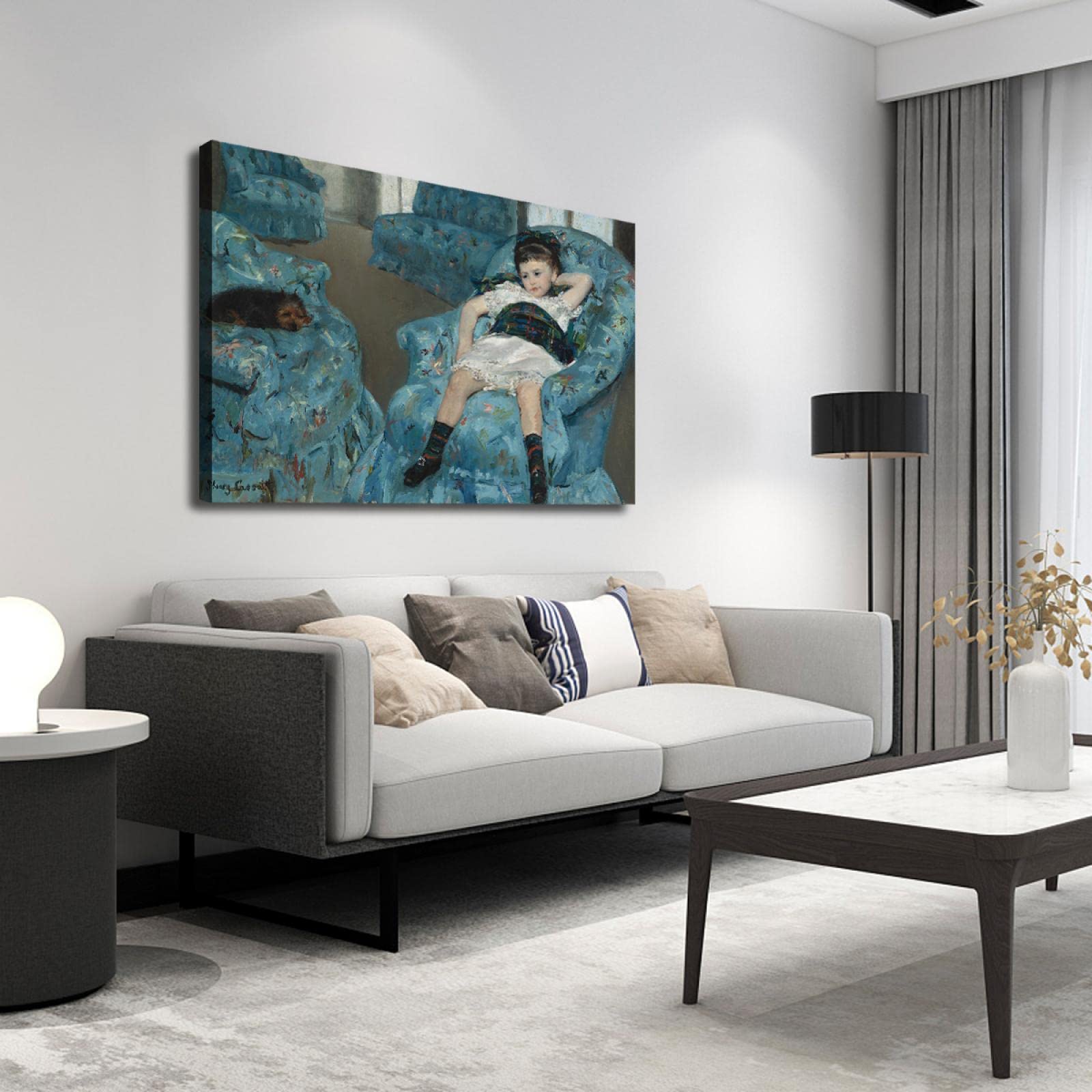 Amazon｜青い肘掛け椅子の少女(1878)メアリー・カサット 寝室の十代の