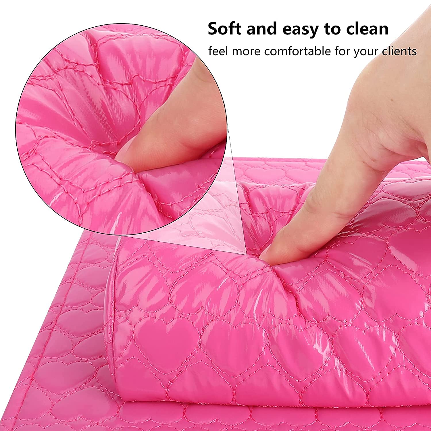 Store2508 Soft PU Leather Nail Art Hand Rest Cushion & Mat 2 Sets (Darkpink) 2