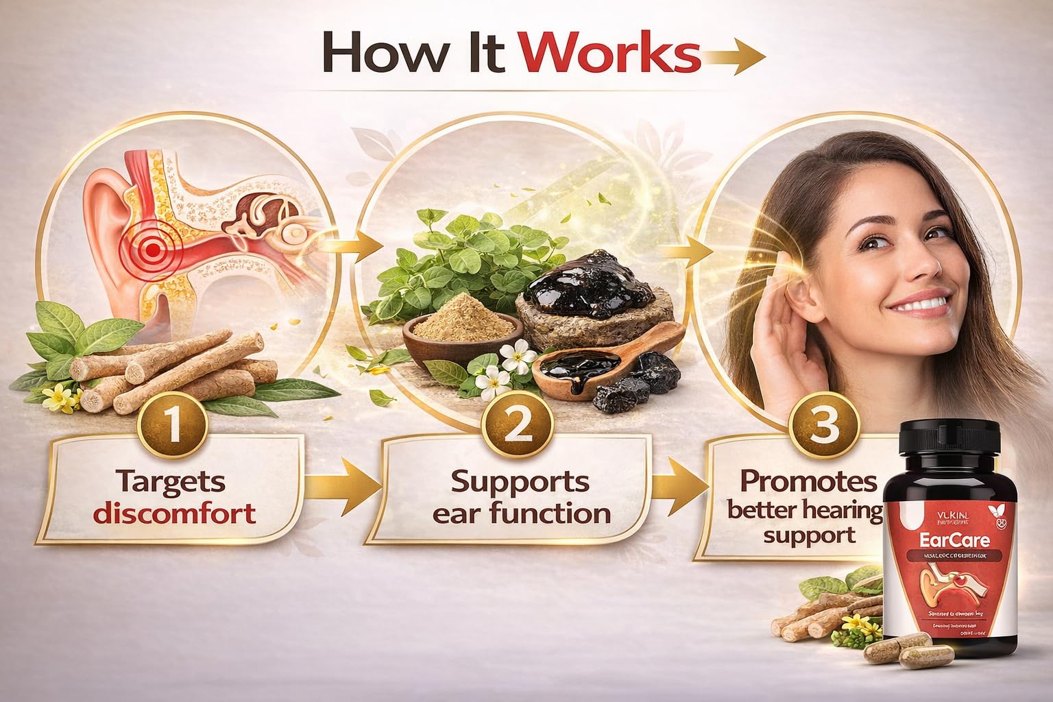 Vokin Biotech EarCare Combo Pack – Natural Ear Wellness Capsules (60) + Herbal Powder (50g) | Ayurvedic Dietary Supplement | Supports Ear Comfort & Daily Wellness — Amazon image 4