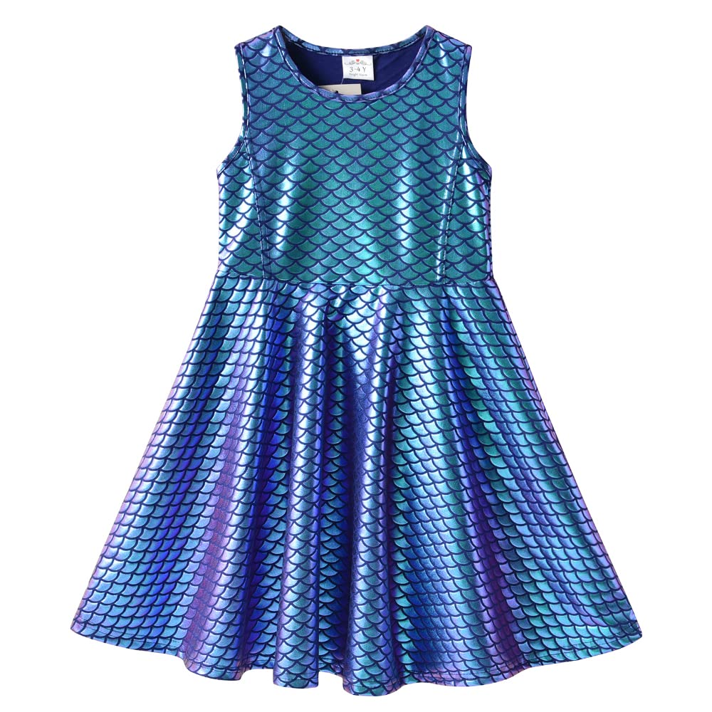 VIKITA Niñas Vestido Verano Vestido Viños Vestidos Sirena Sin Mangas Tamaño 3-12 años