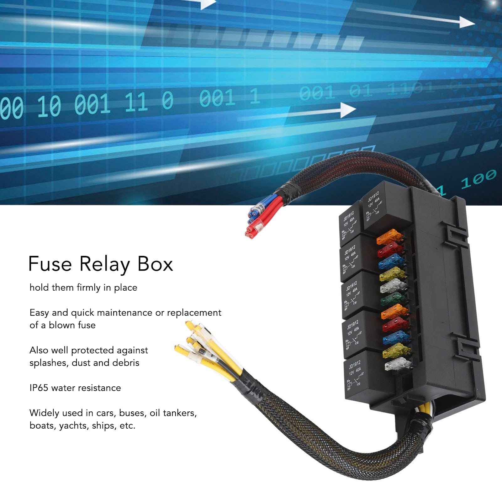 12V scatola di relè del fusibile, 4 pin impermeabile 6 relè 11 ATC ATO fusibili blocco relè con staffa Z, blocco fusibili relè per auto camion automobilistico