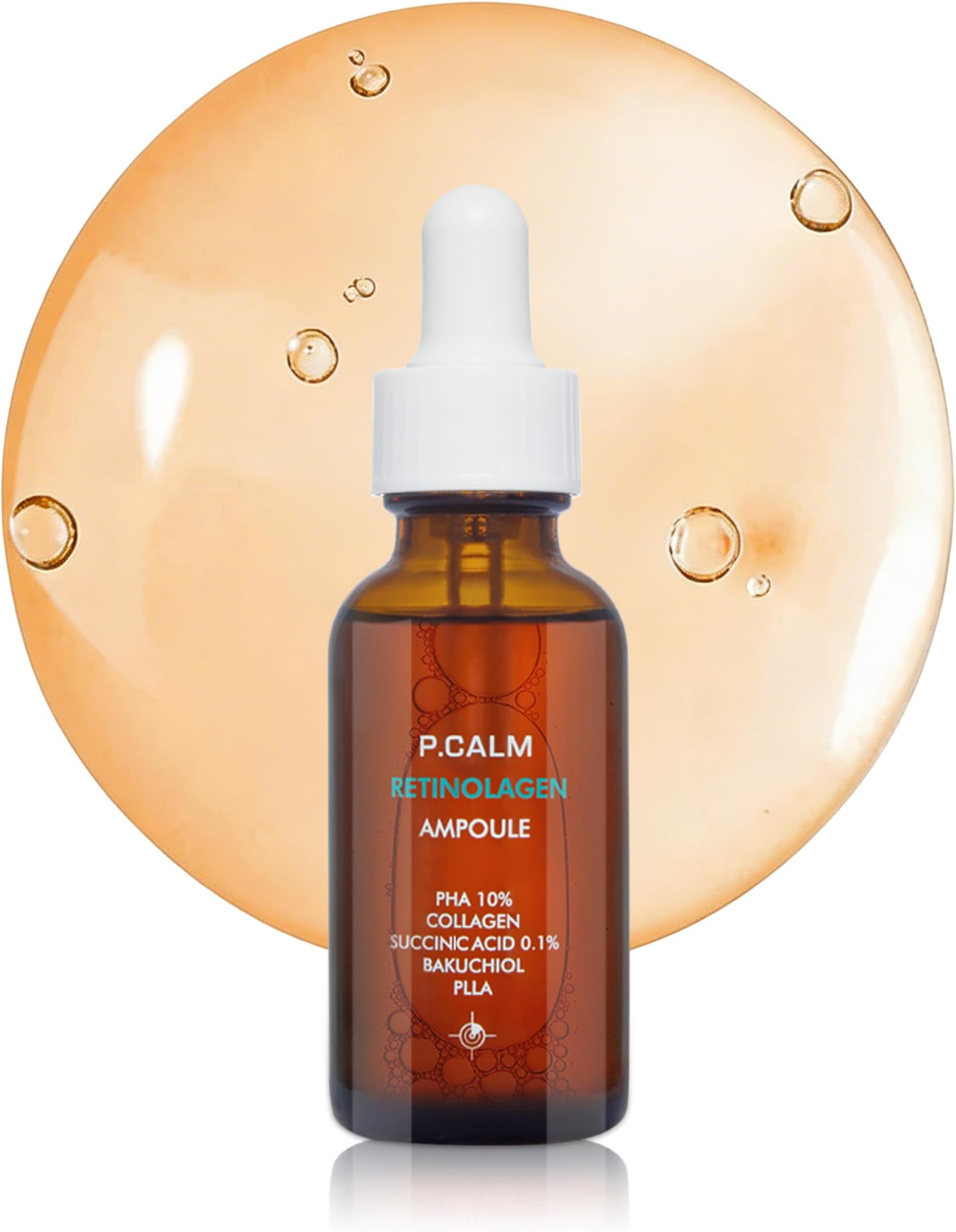 P.CALM Retinolagen Ampoule – Retinol & Vegan Hydrolyzed Collagen for Pore Tightening, Wrinkles, and Fine Line Care, Korean Glass Skin (30ml / 1.01 fl.oz)