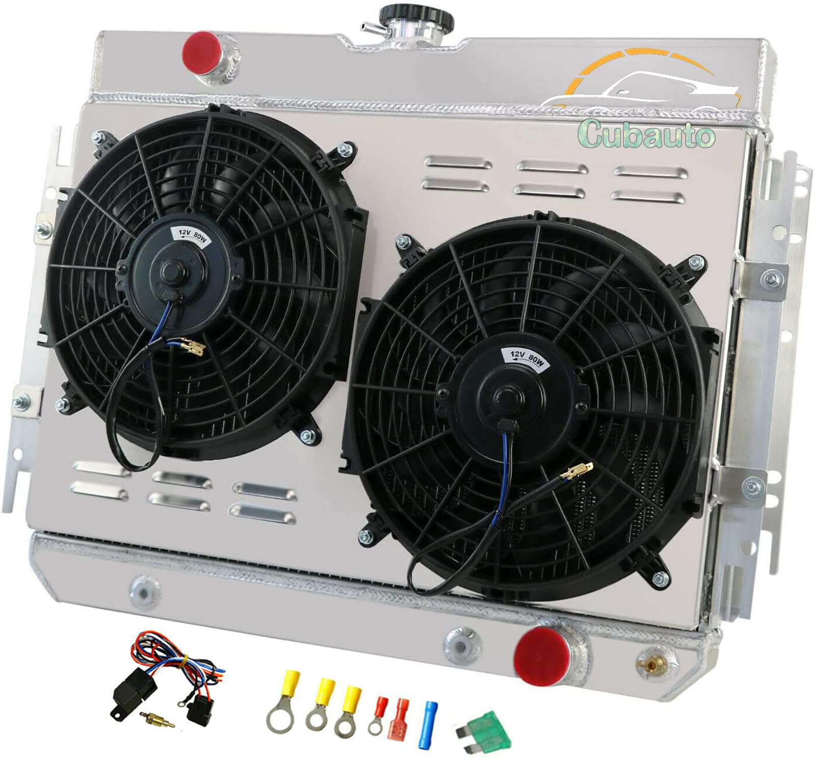 ASI Performance 3-Row Aluminum Radiator W/ Fan Shroud For 1947-1954 Chevy Trucks