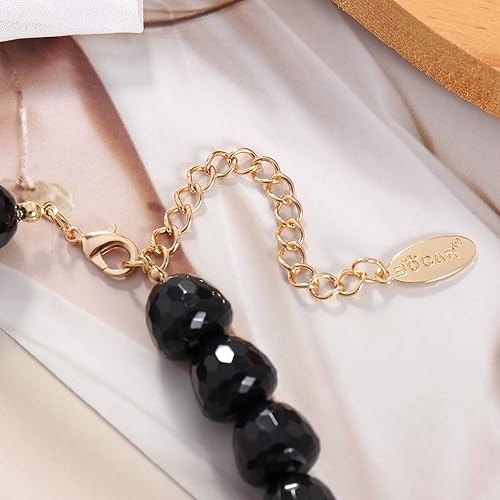 Vista 5 de Bocar Collar para mujer, collar de múltiples capas, collar de cadena larga, collar de cuentas de semillas de babero, collar y aretes para regalo