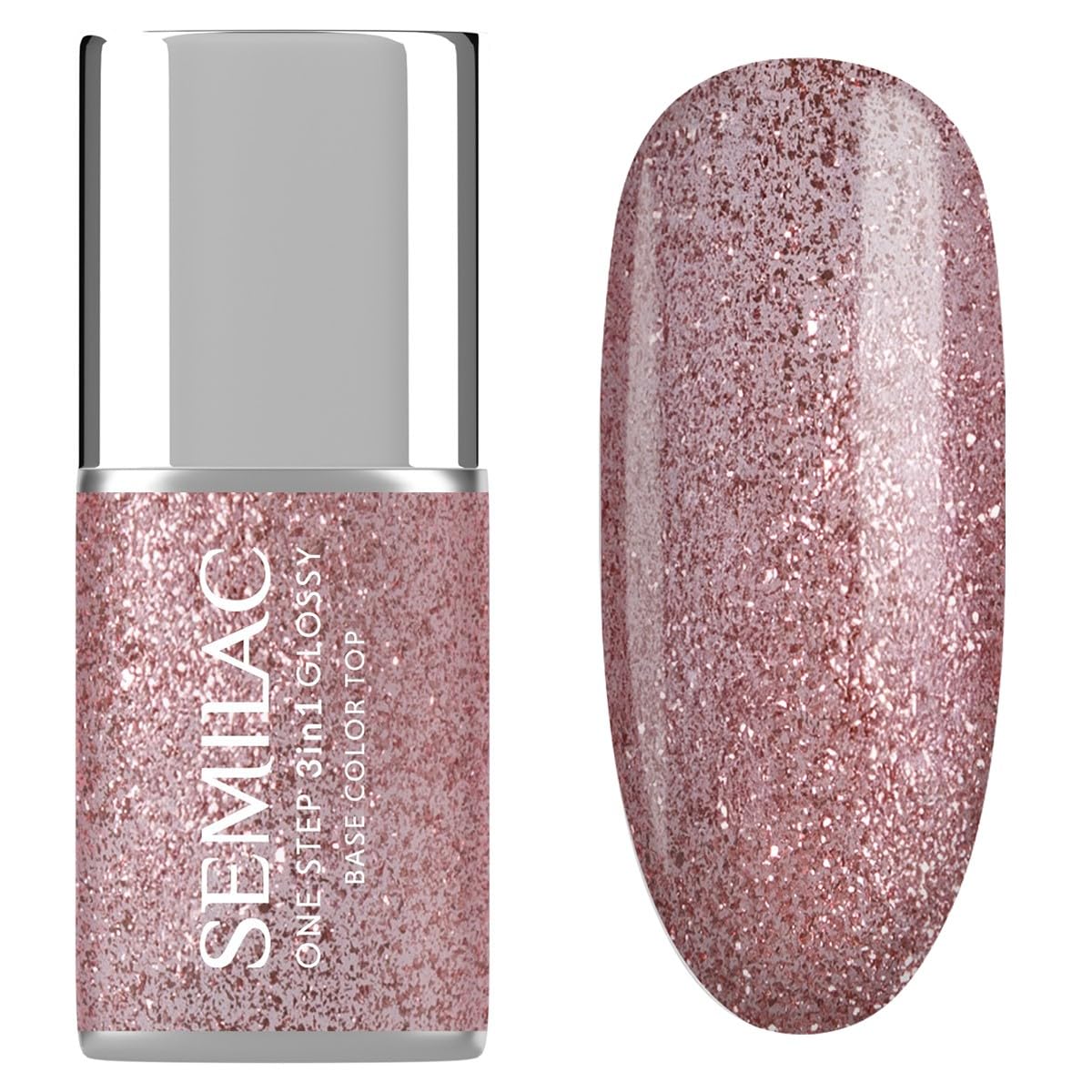 Semilac Lakier Hybrydowy Formuła 3w1 One Step S250 Glitter Pink 7ml