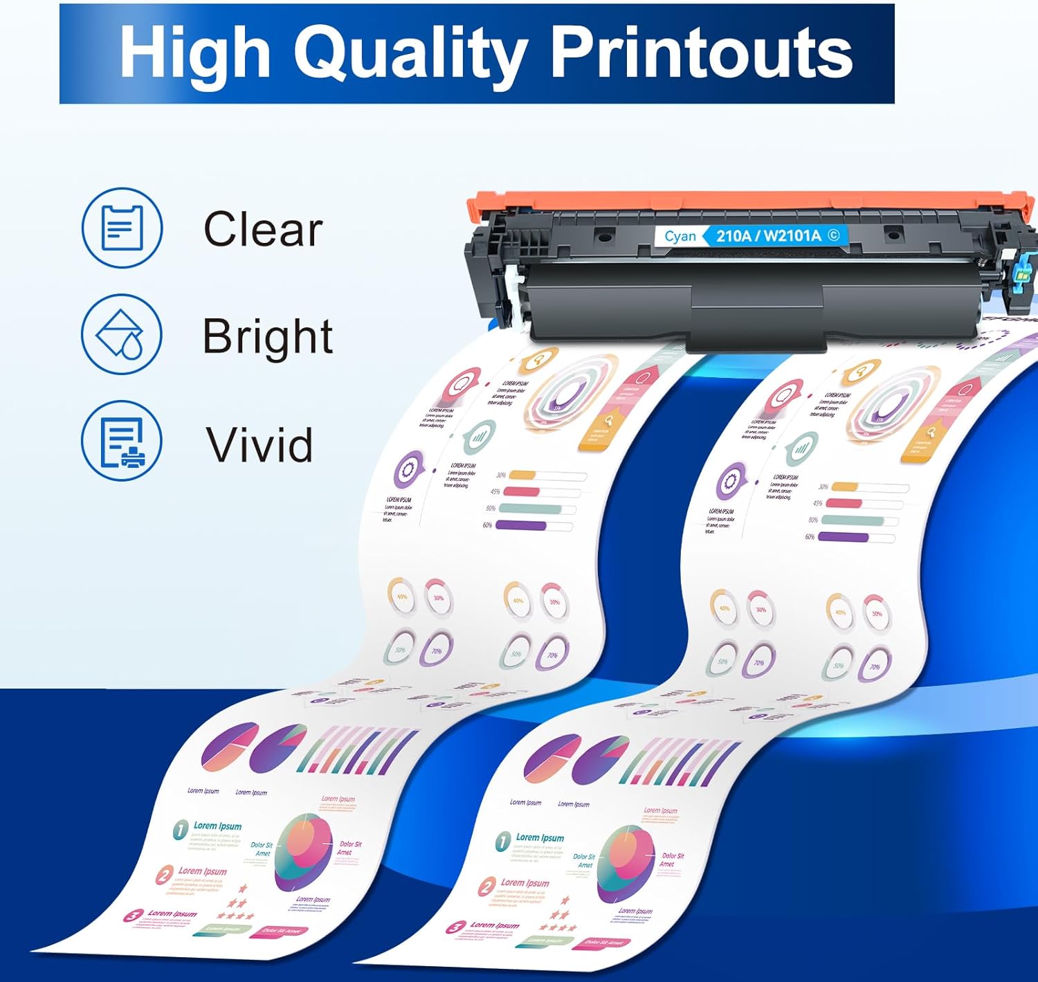 210A Toner Cartridges 4 Pack Compatible Replacement for HP 210A 210X 210 Toner for HP Color Laserjet Pro MFP 4301fdw 4301fdn Pro 4201dn 4201dw Printer Ink W2100A W2100X High Yield (B/C/M/Y, With Chip)
