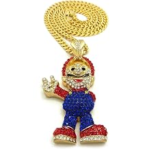 ICED LAB Diamond Bling Mario Pendant & 6mm 30" Box Cuban Chain Hip HOP Necklace