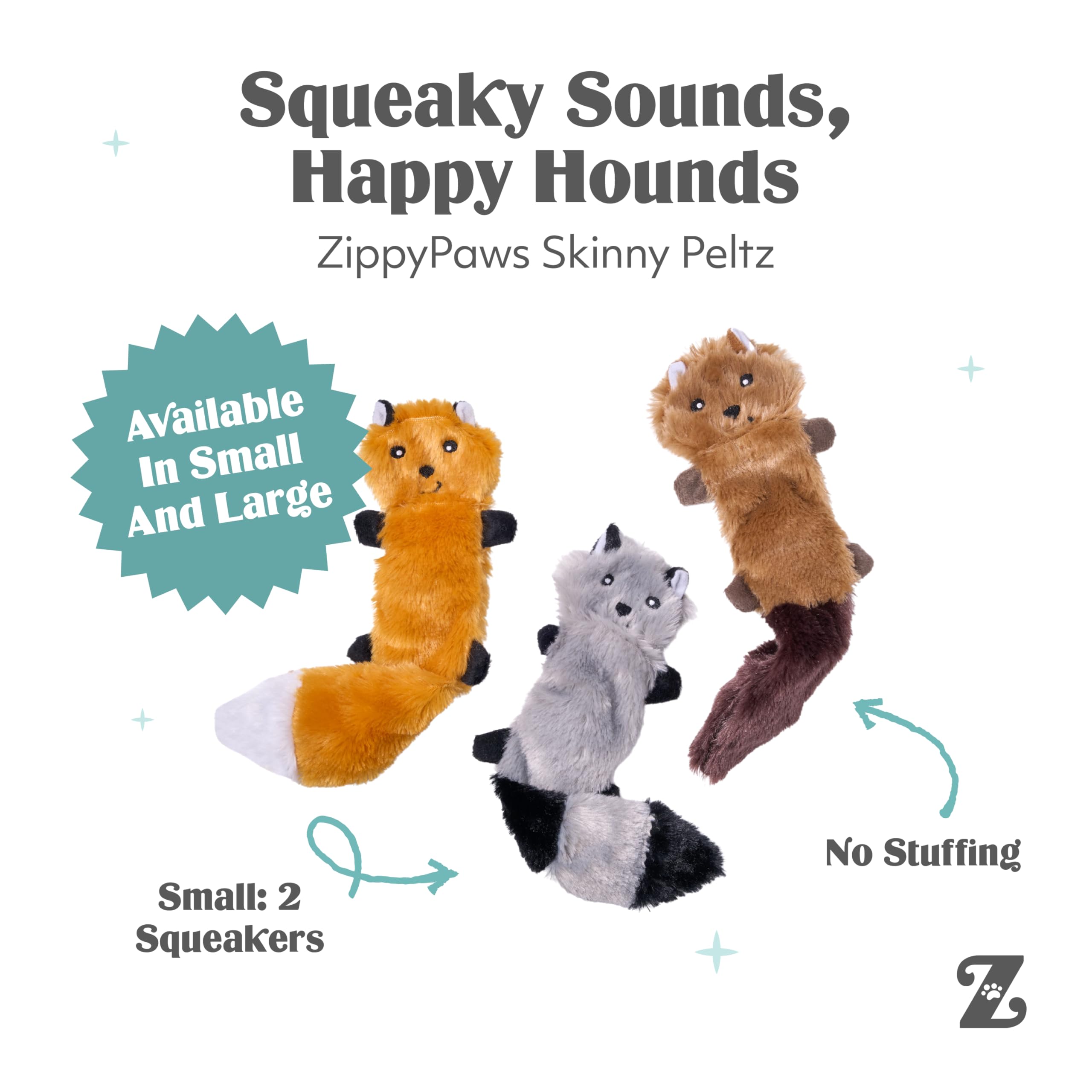 Amazon.com: ZippyPaws Skinny Peltz - No Stuffing Dog Toy Pack to