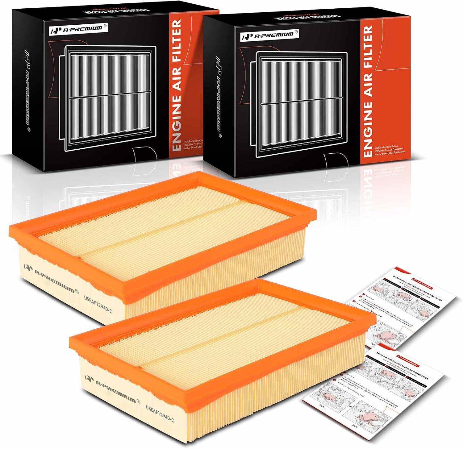 A-Premium 2-PC Engine Air Filter Compatible with Ford Transit Connect 2019 2020 2021 2022 2023, 2.0L DOHC, Replace# KV61-9601AA, KV619601AA