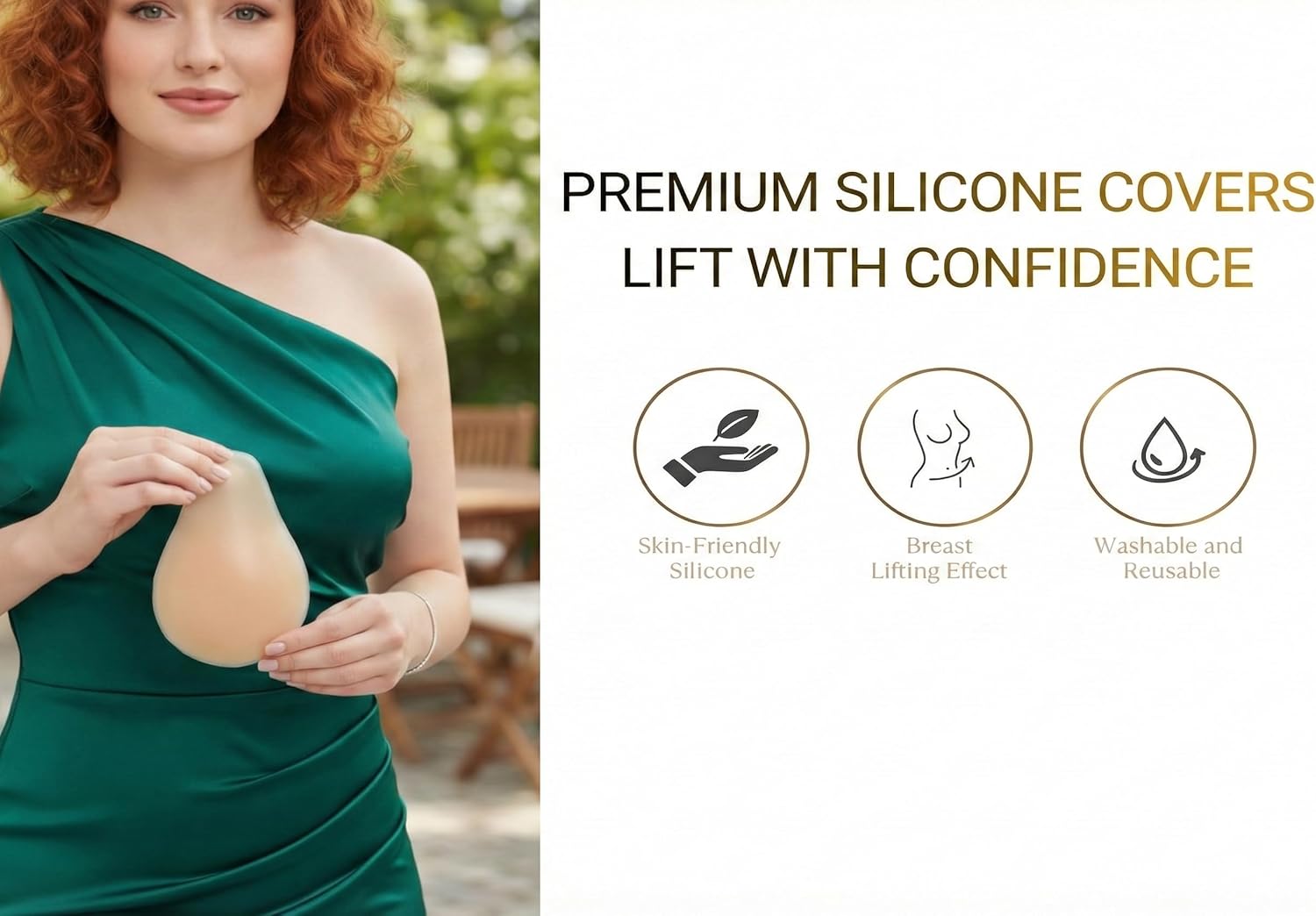 Seamless Push Up Adhesive Bra Nipple Covers - Waterproof Reusable Silicone Sticky Pasties with Lifting Pads - Image 5