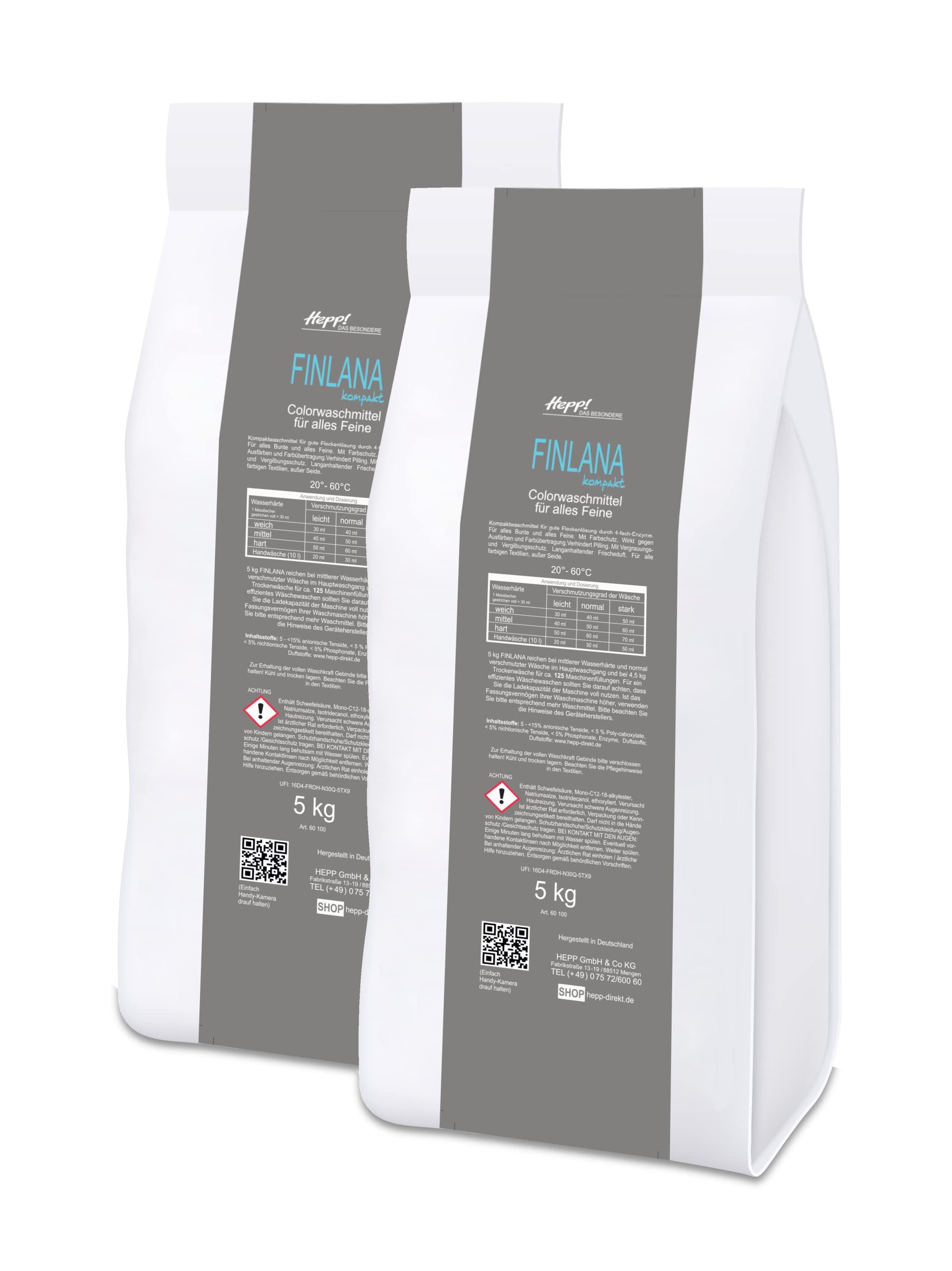 Hepp Buntwaschmittel Kompaktwaschmittel Finlana, extrem sparsam 10 kg (2x5kg)