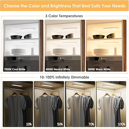 Miniatura 6 de YLXS Paquete de 2 30 luces LED debajo de Canbinet junto con 4 luces de armario de control remoto de 3 colores