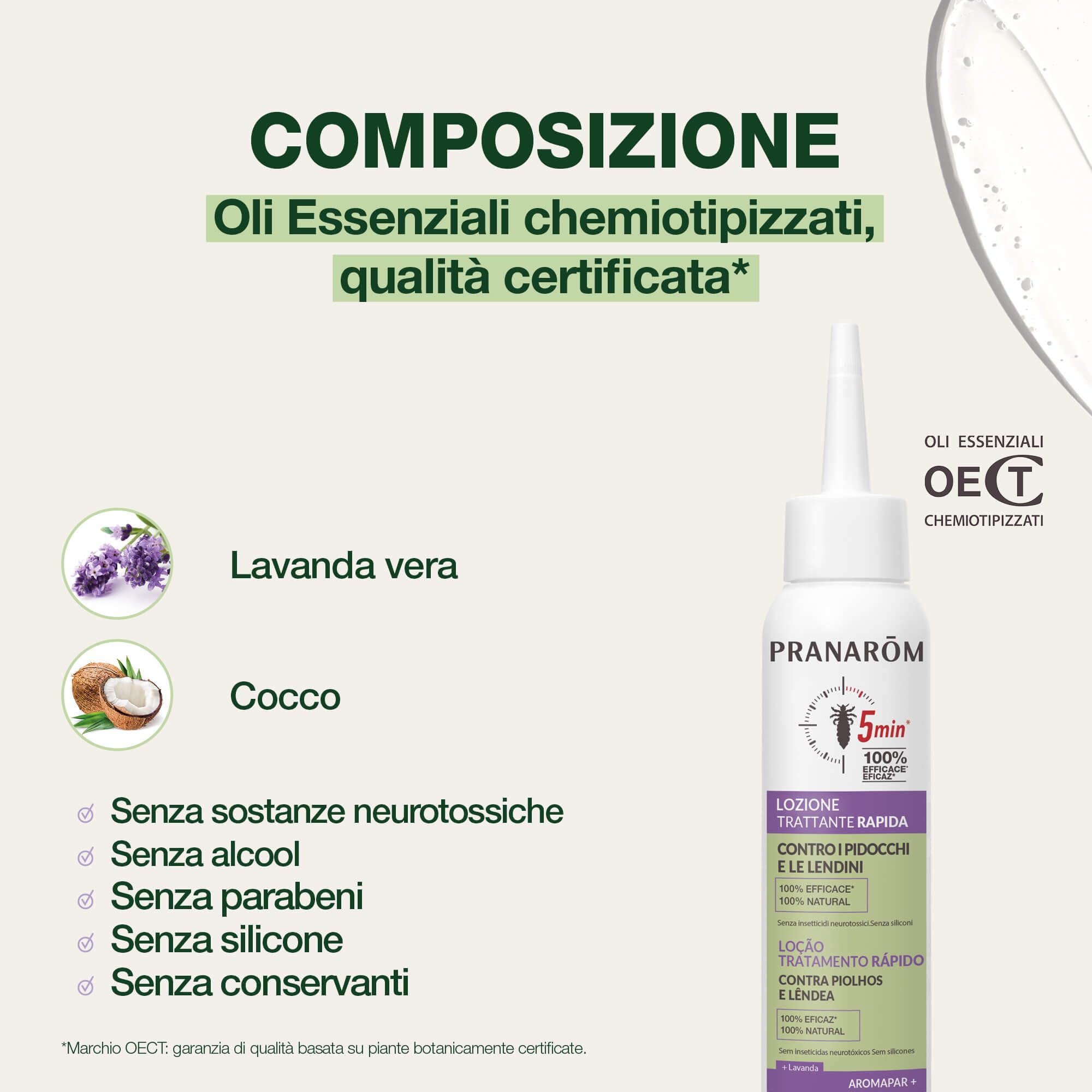 Pranarôm Aromapoux Duo Lozione Antipidocchi 2x100 ml | Con lavanda vera e olio di cocco, pettine incluso. Agisce in 5 minuti, dai 6 mesi.
