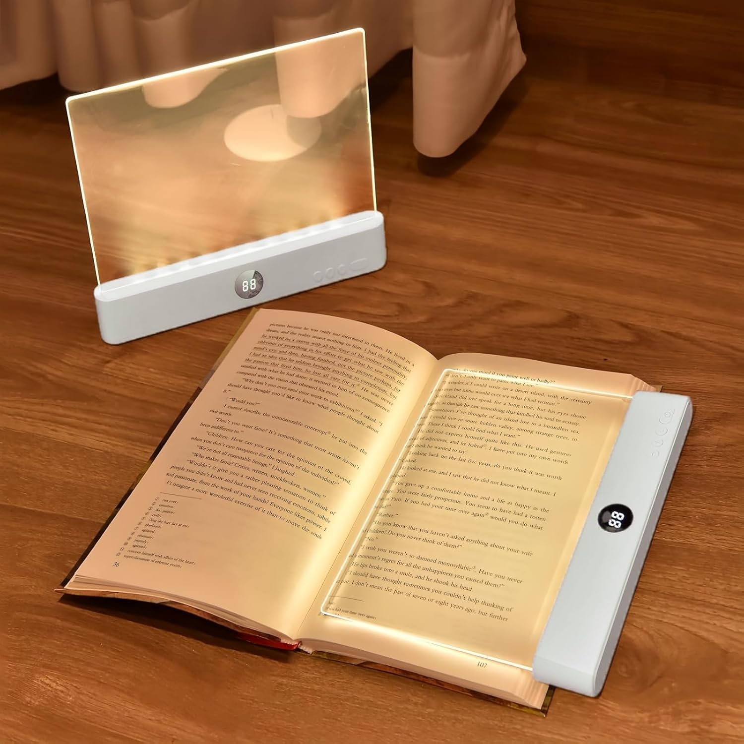 Flat Book Light, Rechargeable Book Reading Light, Book Lamp with 3 Colors & Timer, Reading Lights for Books in Bed, Eye Protection LED Book Page Night Light for Reading Lovers
