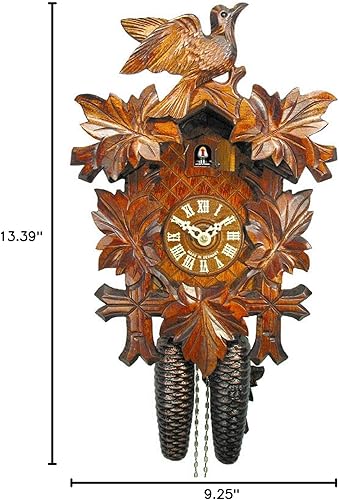 Miniatura 3 de Reloj de cuco mecánico de pared de 8 días con 1 pájaro y 5 hojas; relojes alemanes Coco Coo-Coo de la Selva Negra