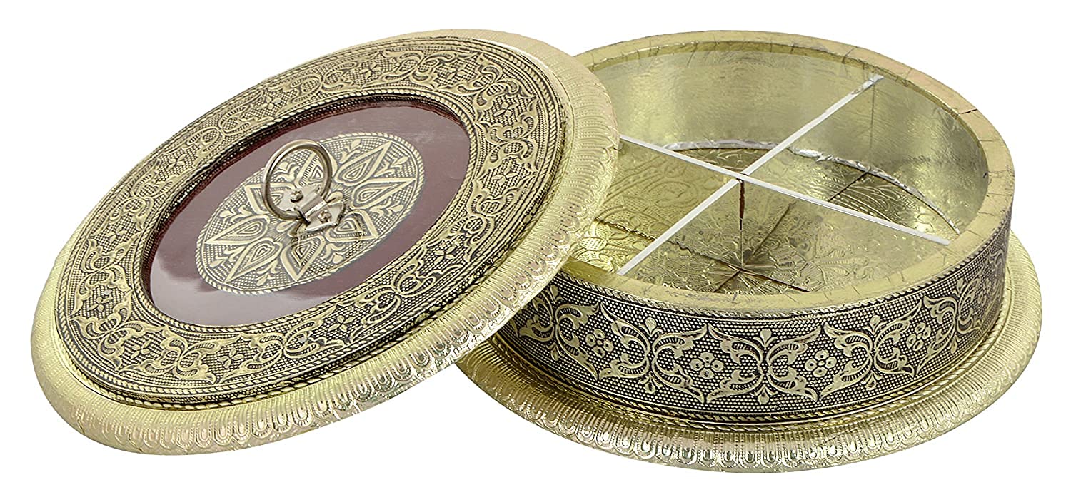RIOMAX Decorative Empty Dry Fruit Box (4 Section Box) (Maroo -3