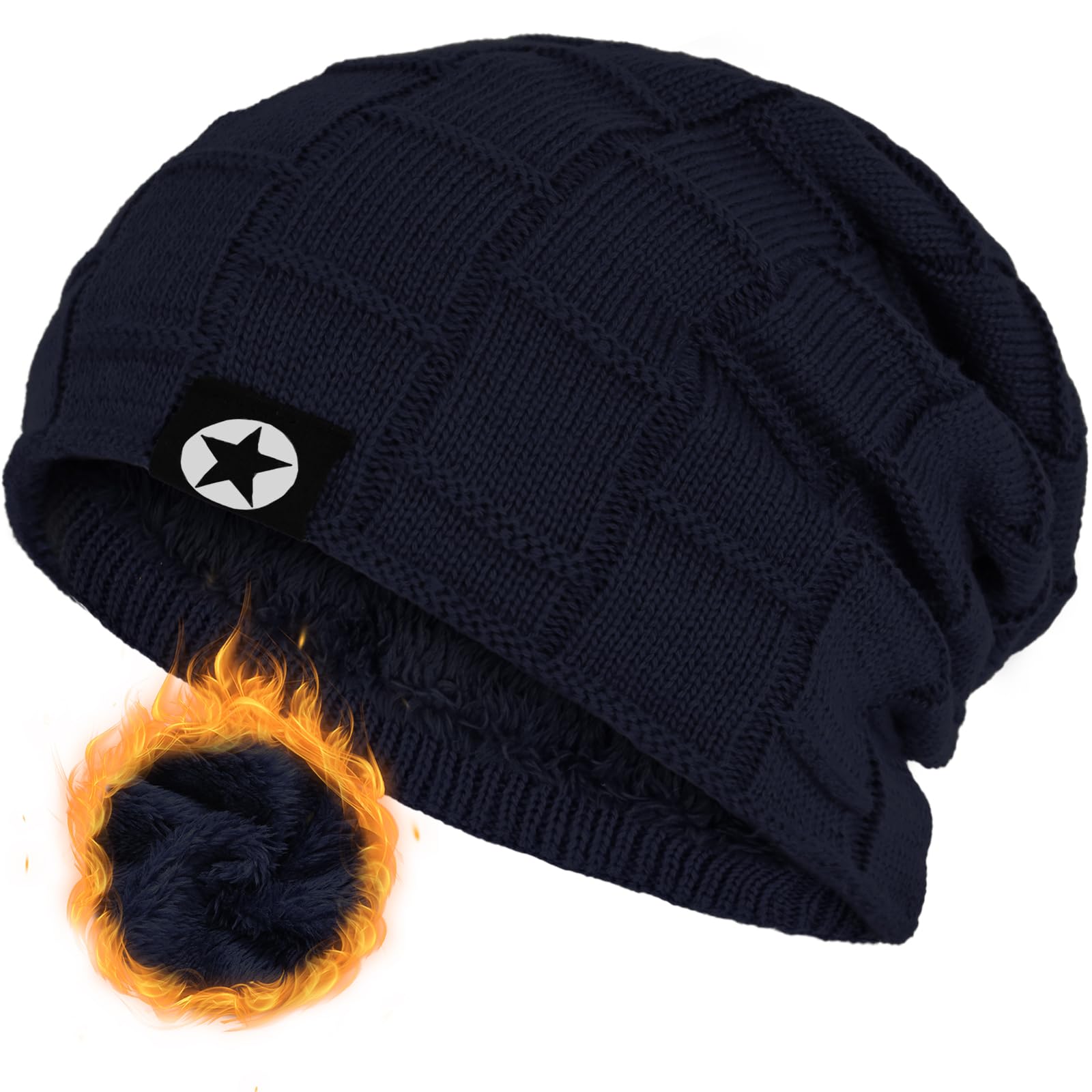 Bodvera Winter Knit Wool Warm Hat Thick Soft Stretch Slouchy Beanie Skully Cap