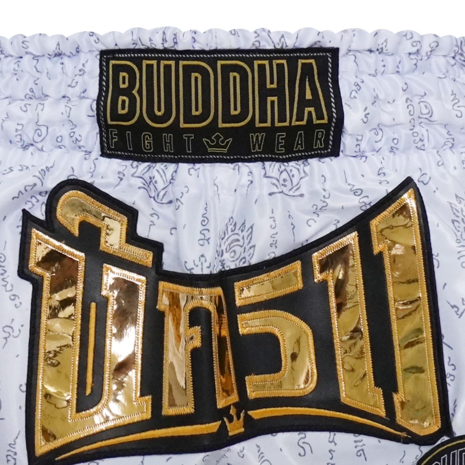 Buddha Fight Wear Pantalon Muay Thai et Kick Boxing Kanok - Short professionnel en satin premium, design multicolore, léger et résistant.