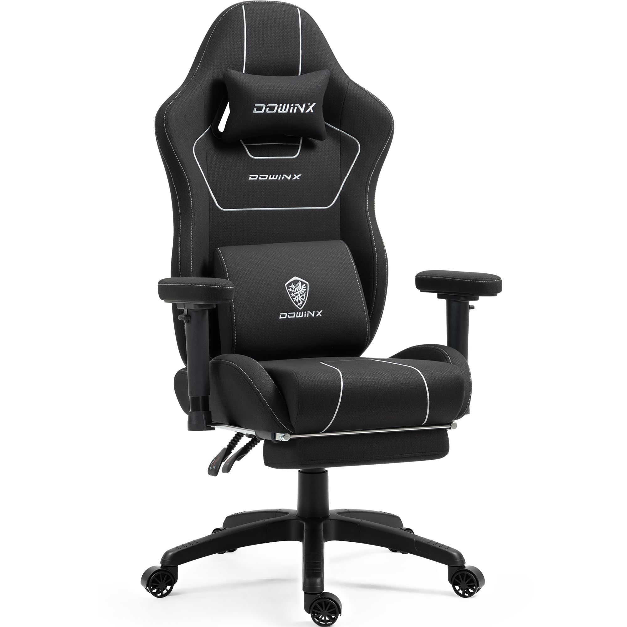 Dowinx Gaming Chair Tech Fabric with Pocket Spring Cushion, Ergonomic Computer Chair with Massage Lumbar Support and Footrest, Comfortable Reclining